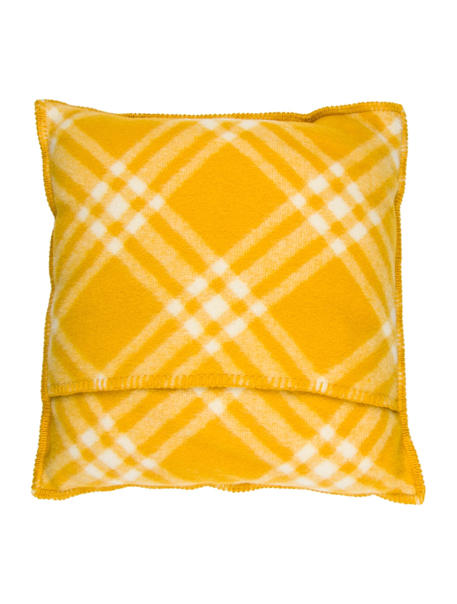 Burberry Tri Bar Check Wool Throw Pillow w/ Tags