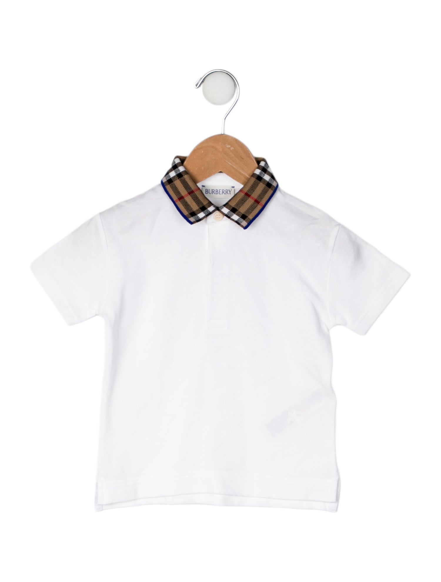 Burberry Check Print Trim Polo Top