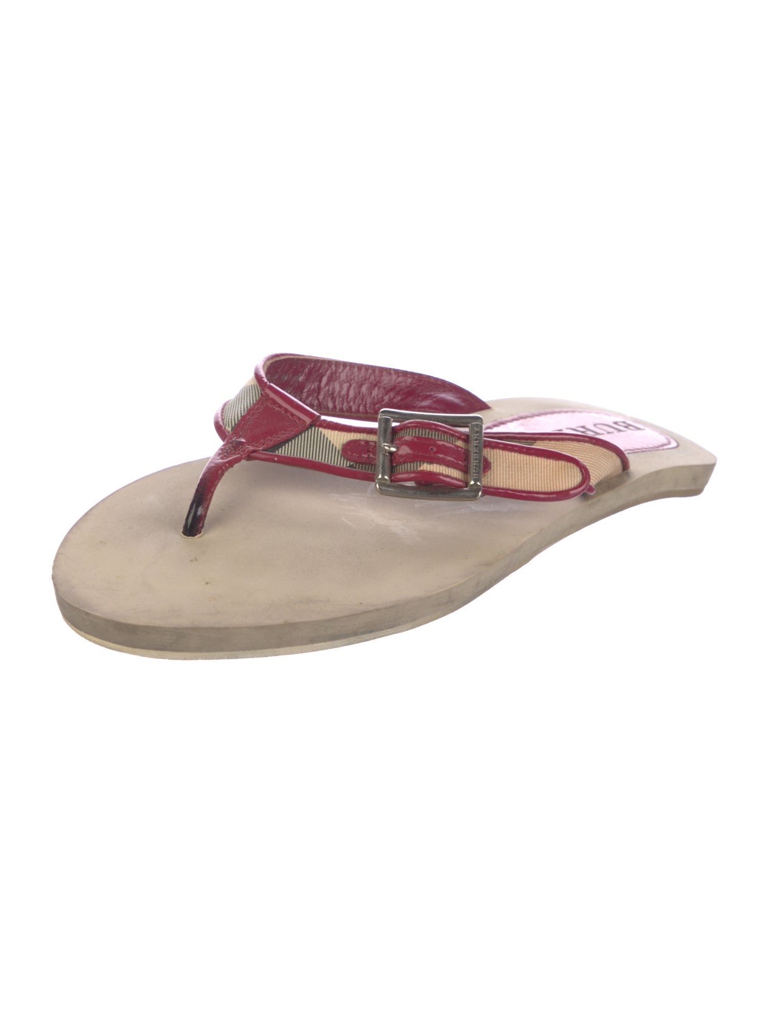 Burberry Nova Check Pattern Leather Flip Flops