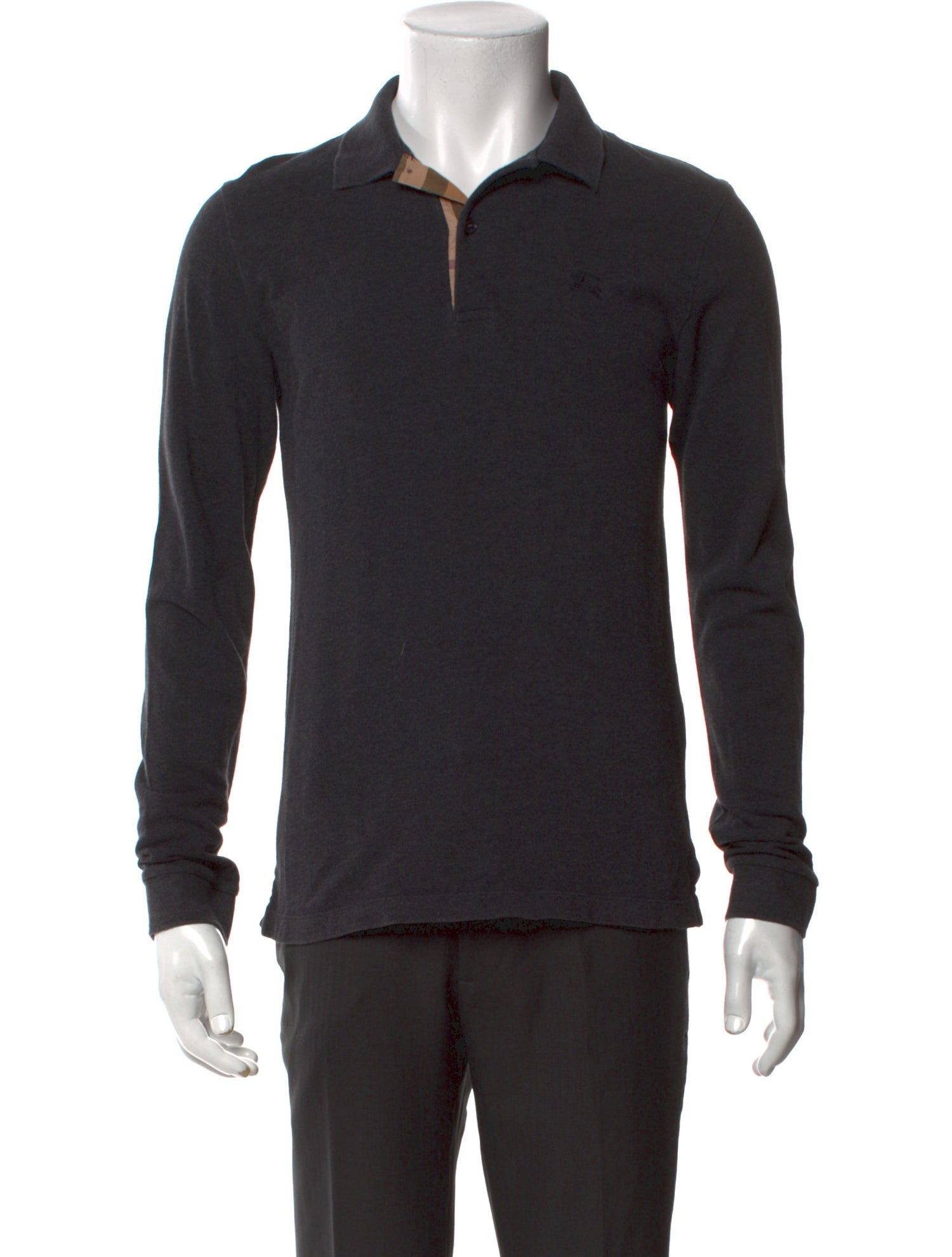 Burberry V-Neck Long Sleeve Polo Shirt