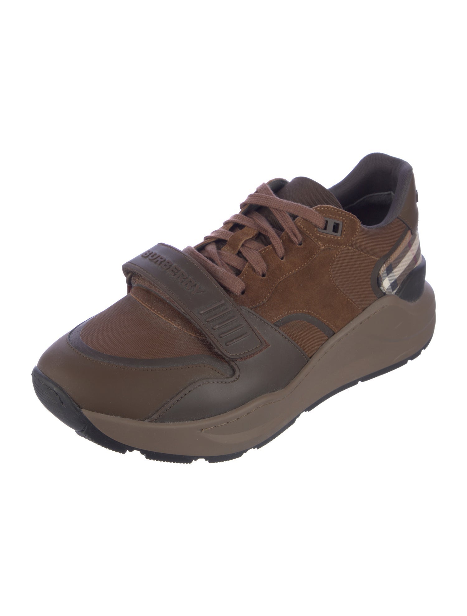 Burberry House Check Pattern Suede Athletic Sneakers