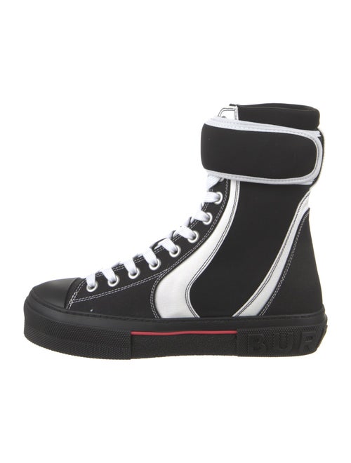 Burberry Canvas Colorblock Pattern Lace-Up Boots