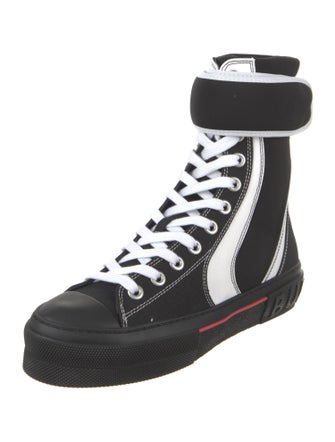 Burberry Canvas Colorblock Pattern Lace-Up Boots