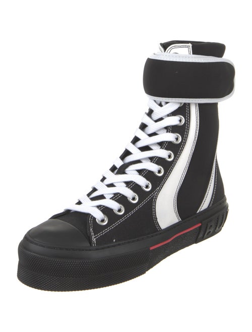 Burberry Canvas Colorblock Pattern Lace-Up Boots