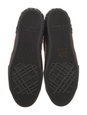 Burberry Canvas Colorblock Pattern Lace-Up Boots