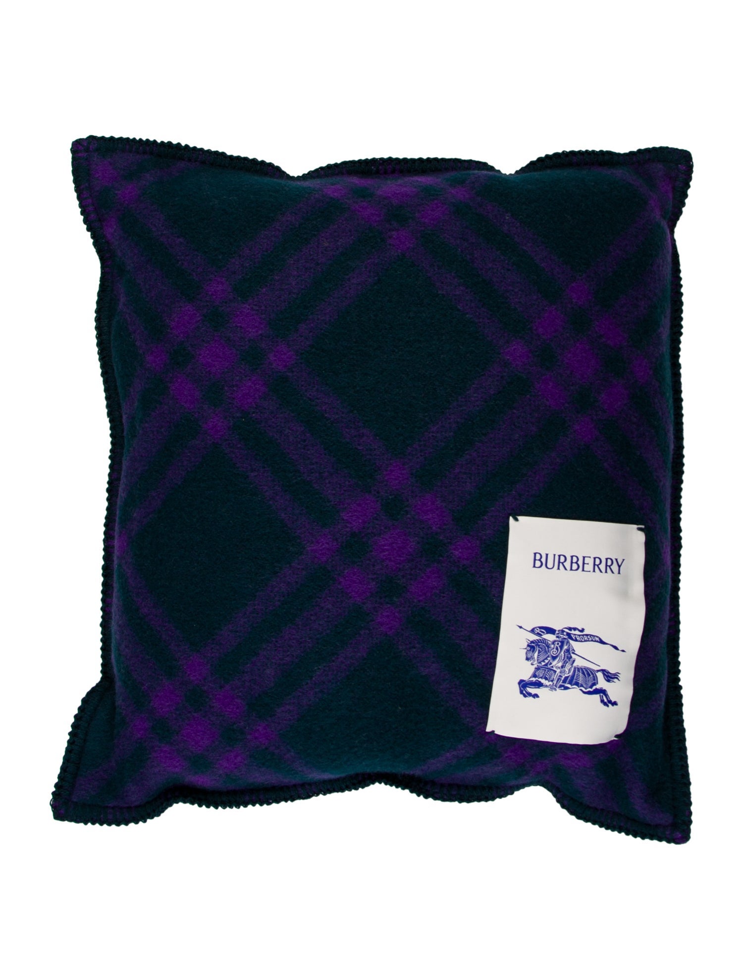 Burberry Tri Bar Check Wool Throw Pillow w/ Tags