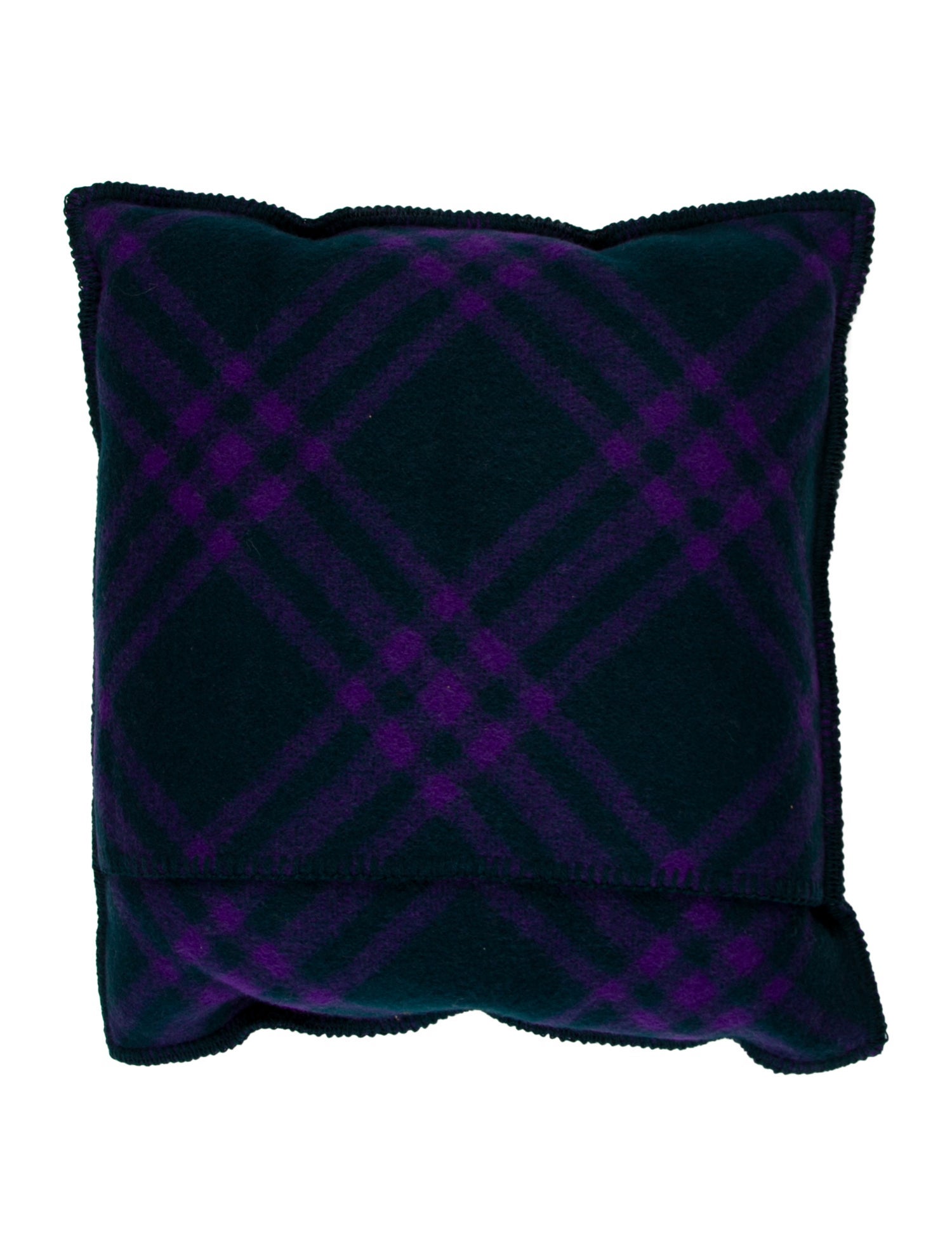Burberry Tri Bar Check Wool Throw Pillow w/ Tags
