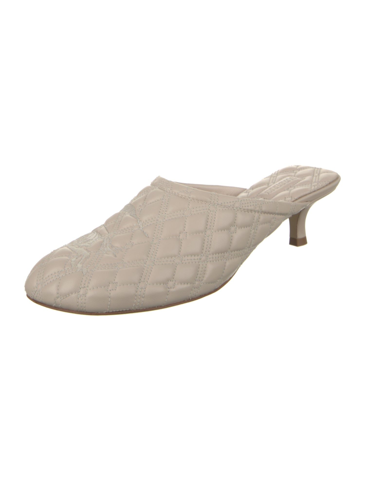 Burberry Leather Embroidered Accent Mules