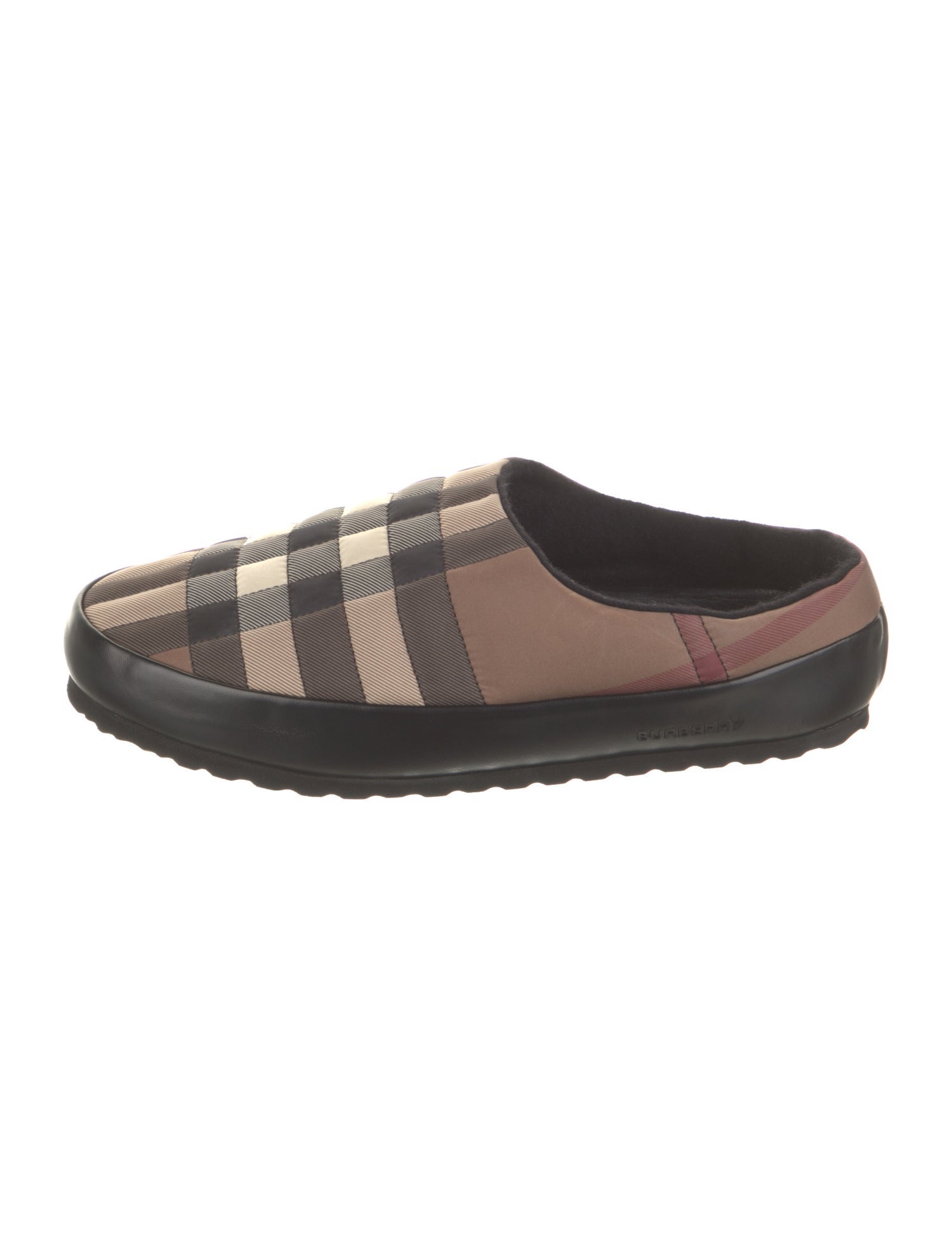 Burberry Nylon Plaid Print Slippers