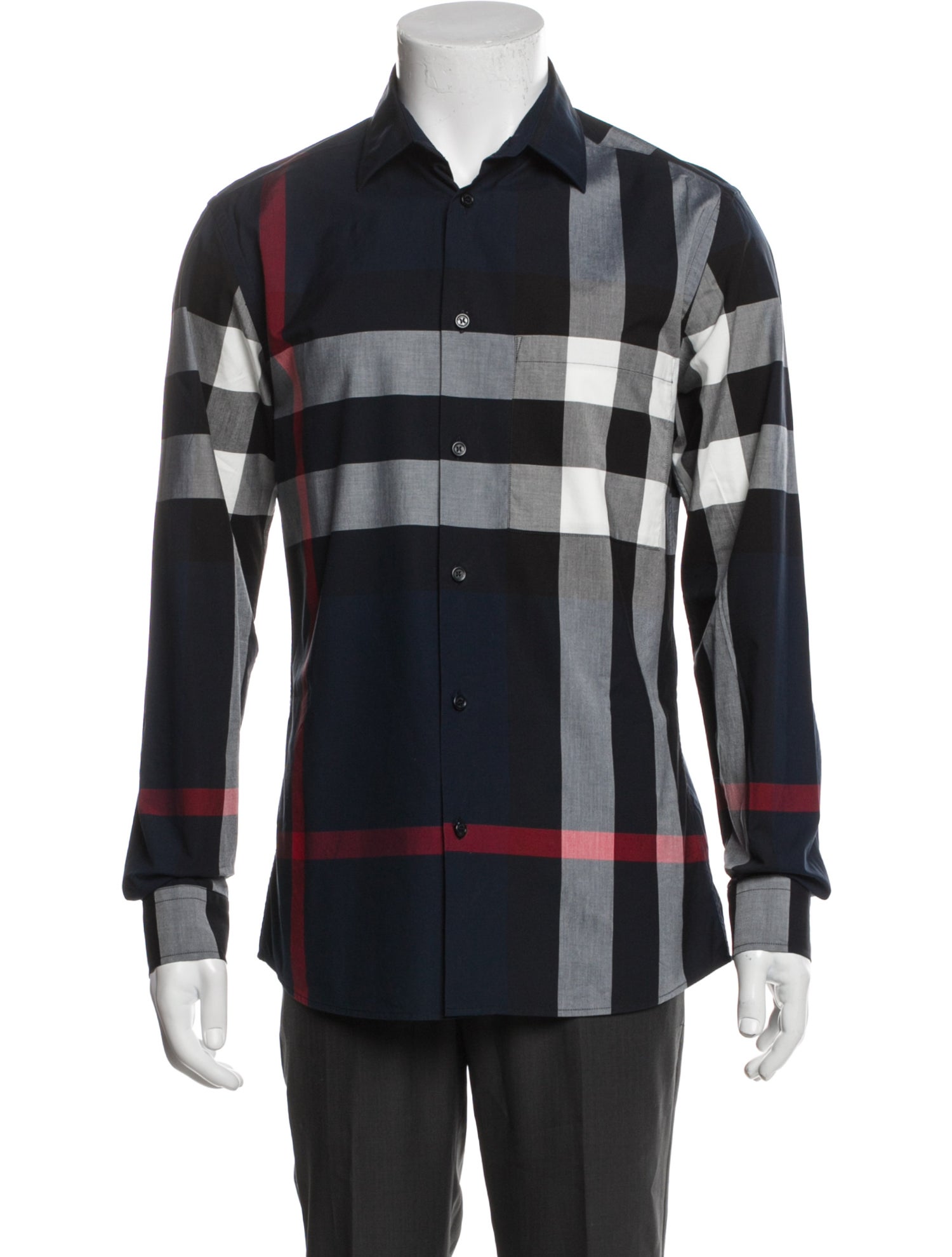 Burberry Exploded Check Pattern Long Sleeve Western Shirt