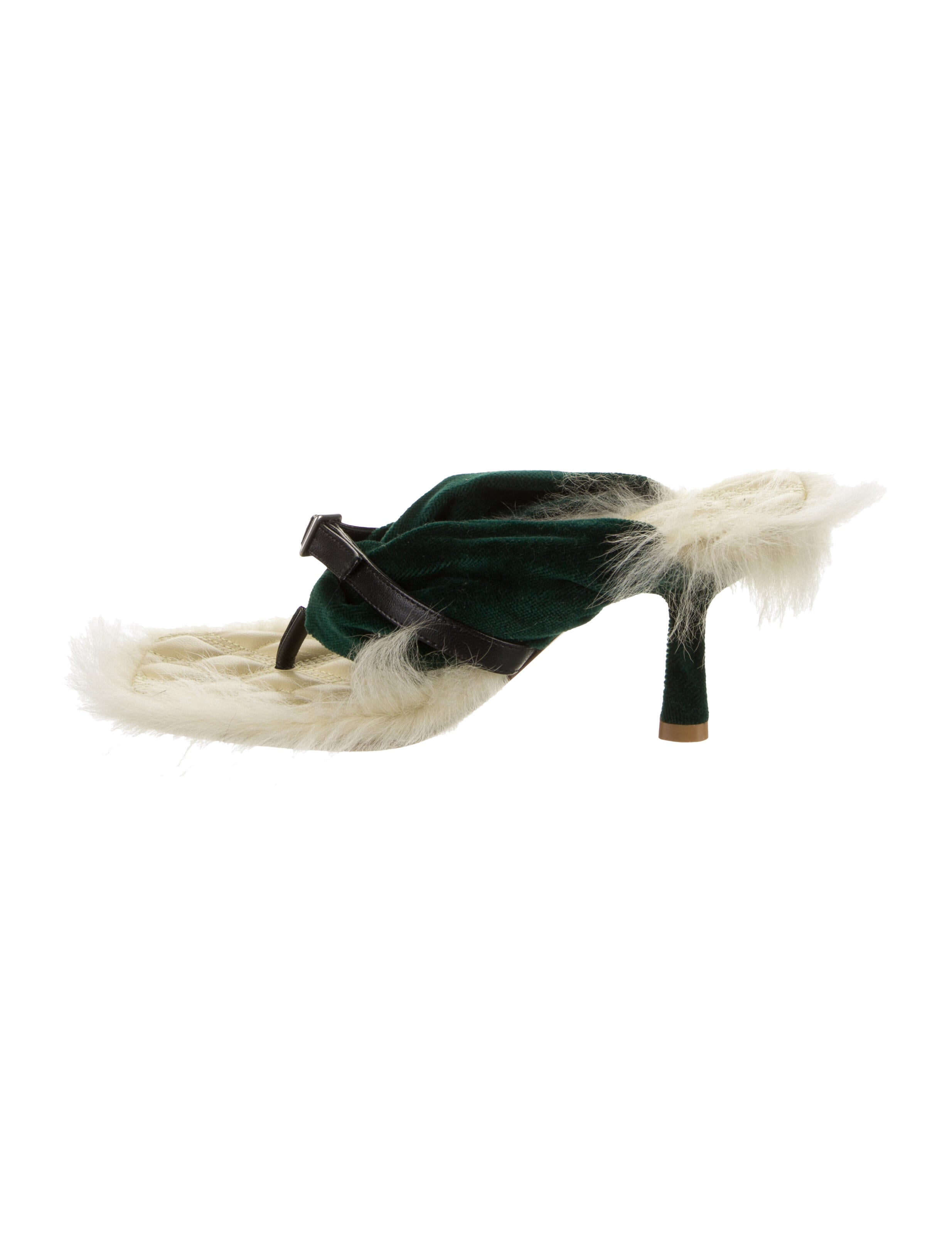 Burberry Velvet Faux Fur Trim Sandals
