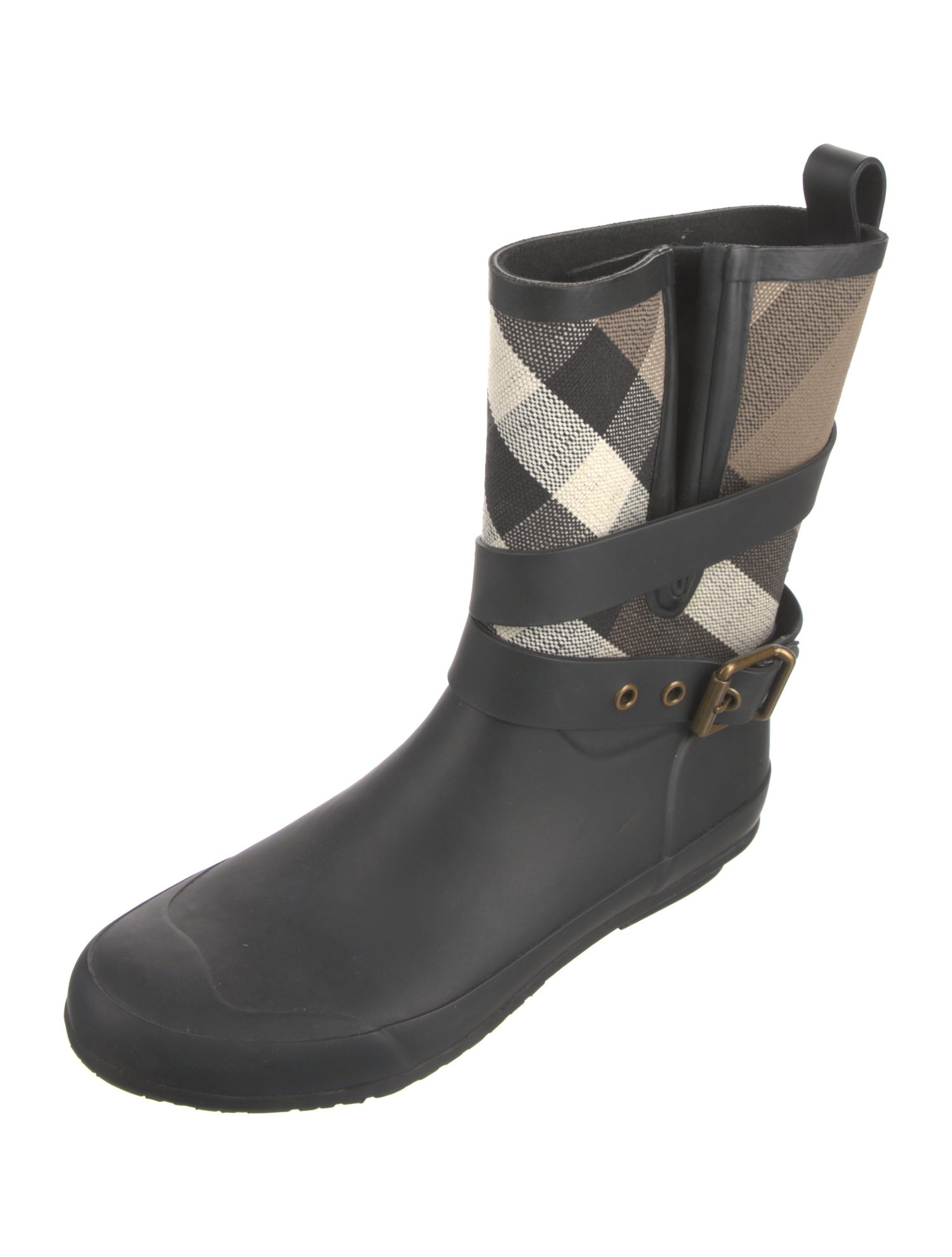 Burberry Nova Check Pattern Rubber Rain Boots