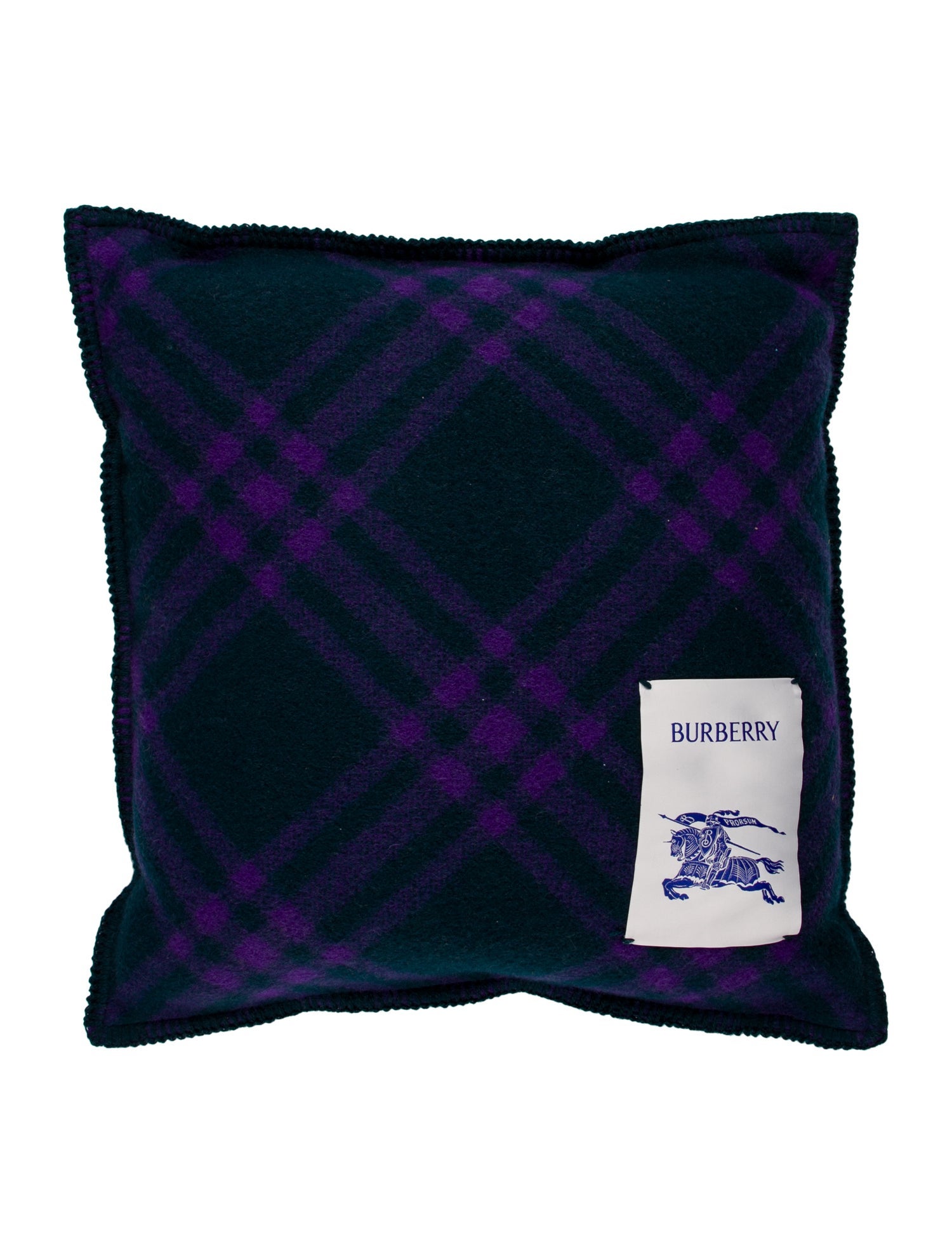 Burberry Tri Bar Check Wool Throw Pillow w/ Tags