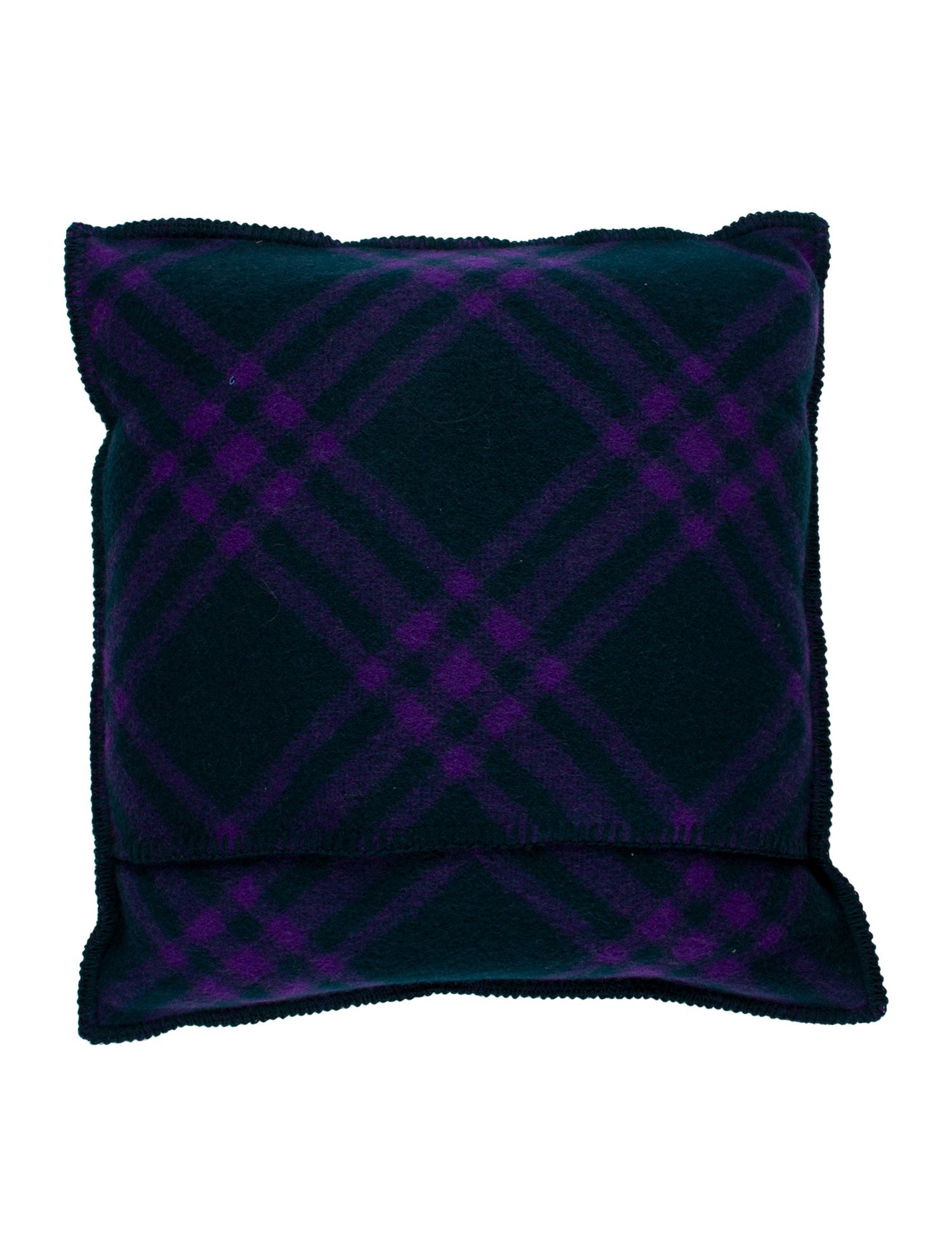 Burberry Tri Bar Check Wool Throw Pillow w/ Tags