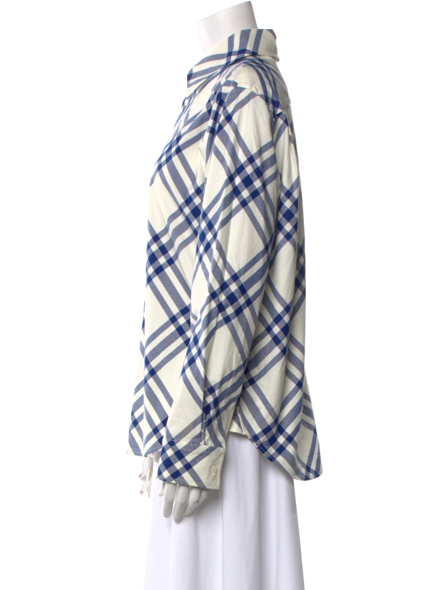 Burberry Plaid Print Long Sleeve Button-Up Top w/ Tags