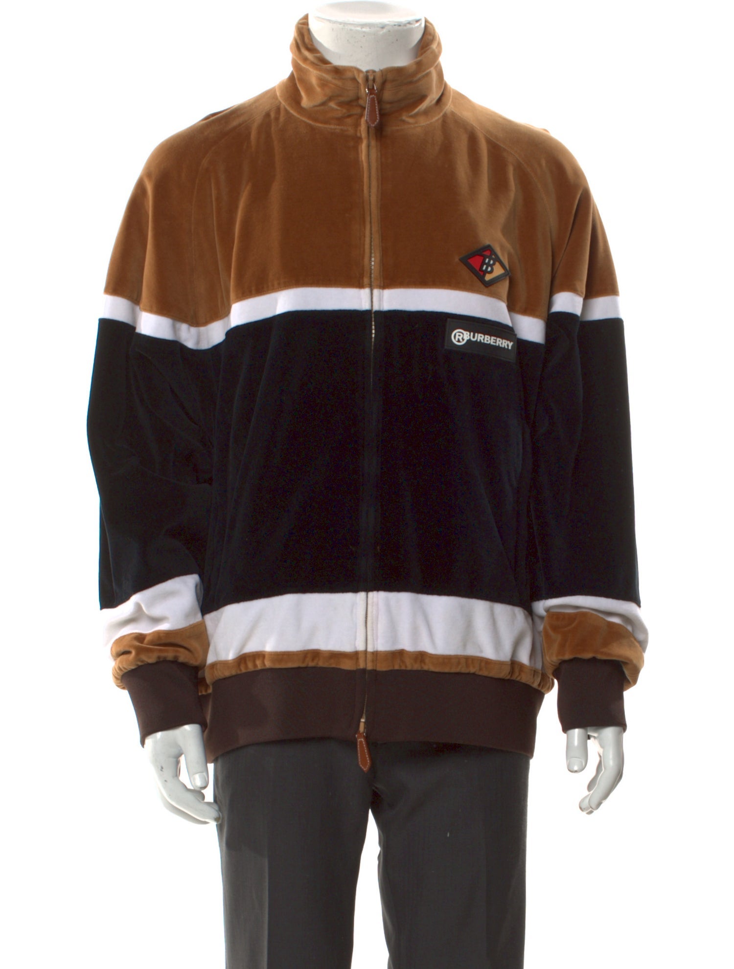 Burberry Icon Stripe Track Colorblock Pattern Sweatshirt