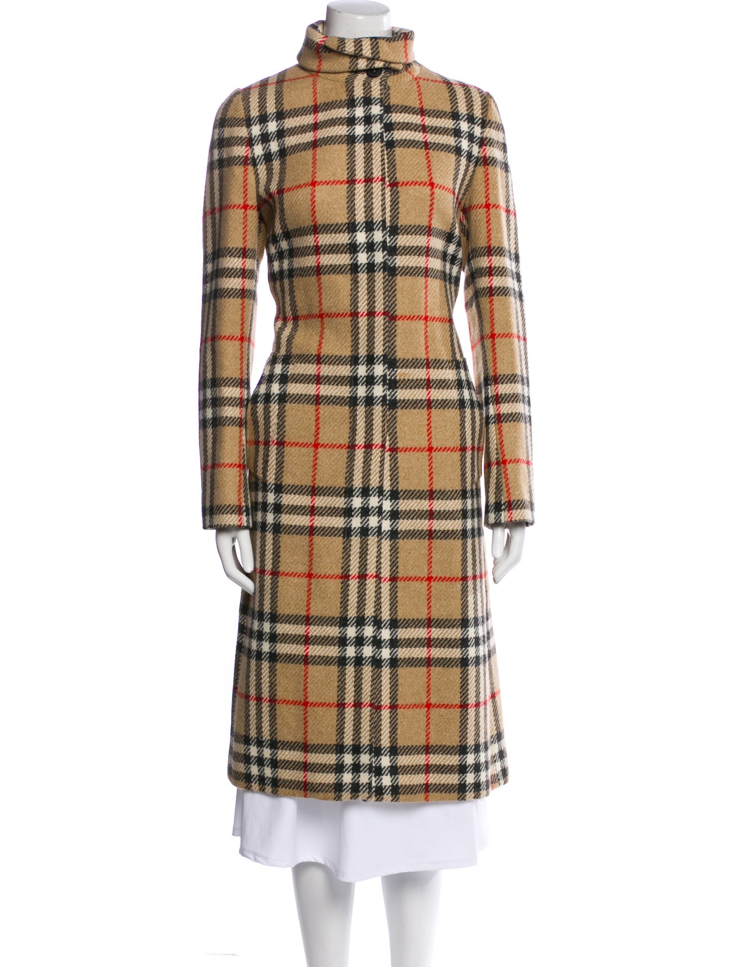 Burberry London Wool Plaid Print Peacoat