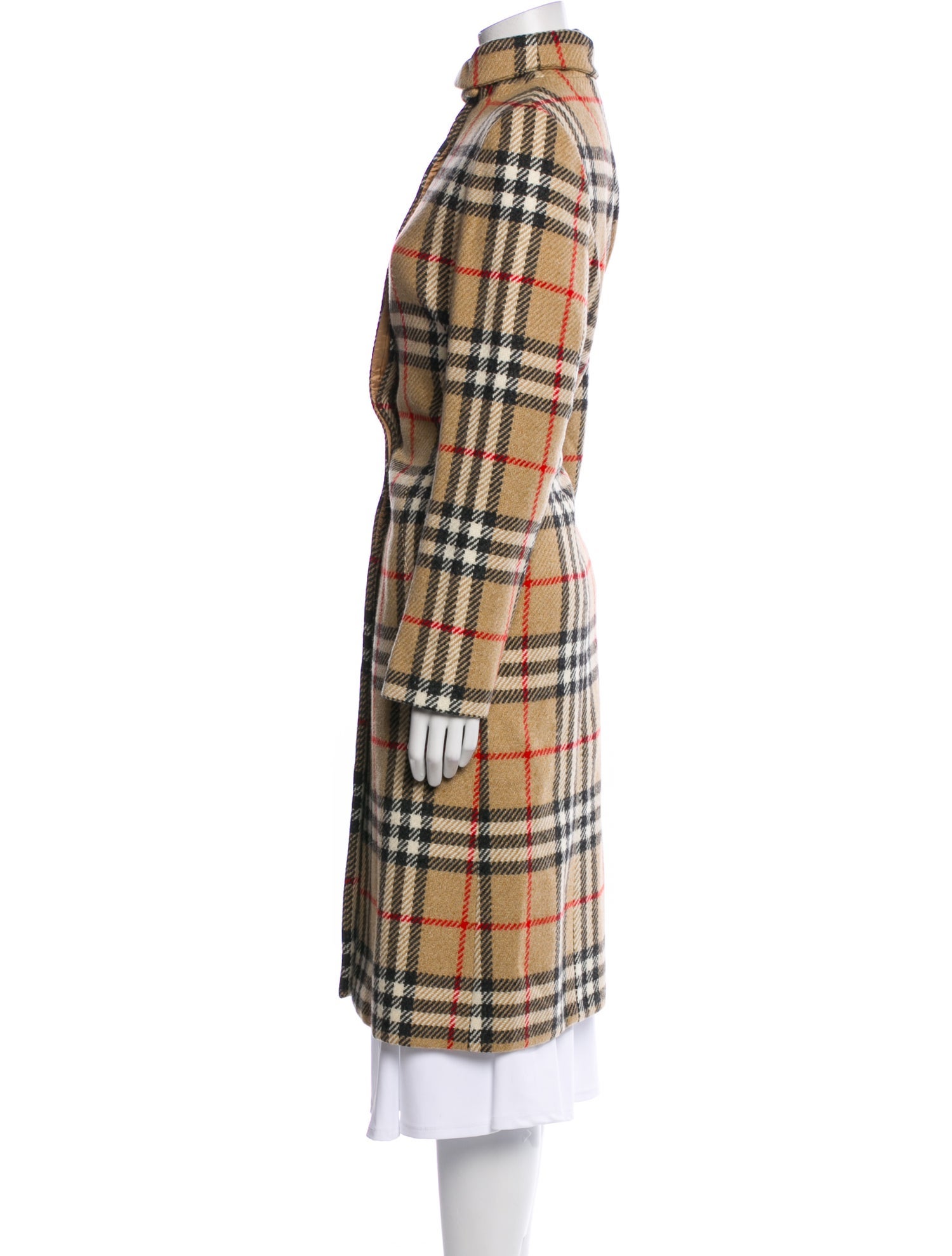 Burberry London Wool Plaid Print Peacoat