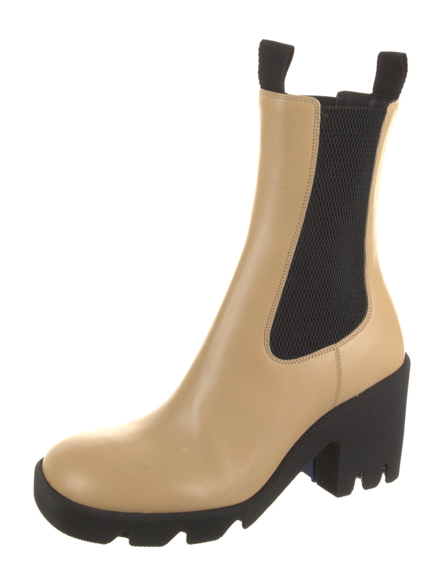 Burberry Leather Colorblock Pattern Chelsea Boots