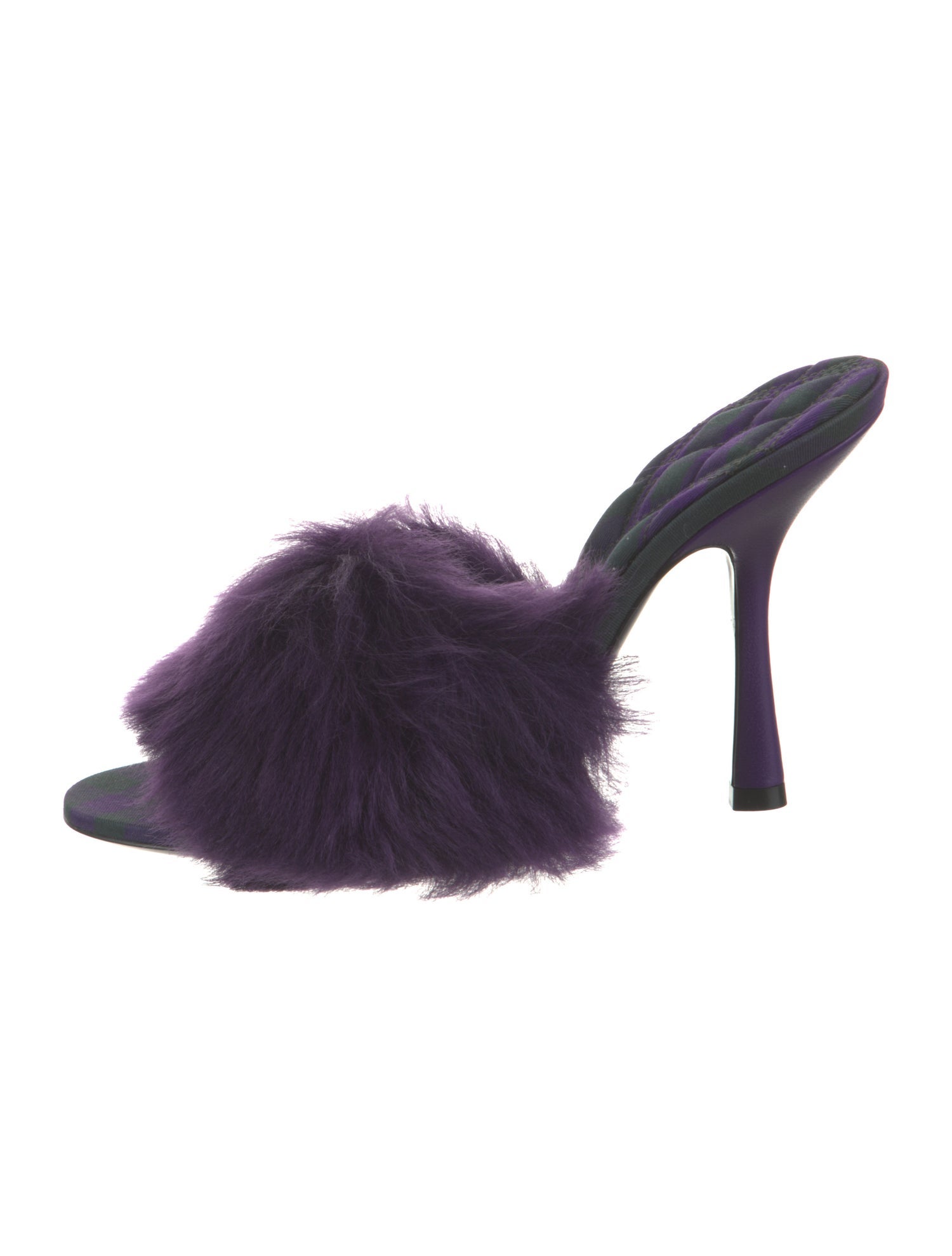 Burberry Faux Fur Leather Trim Embellishment Slides