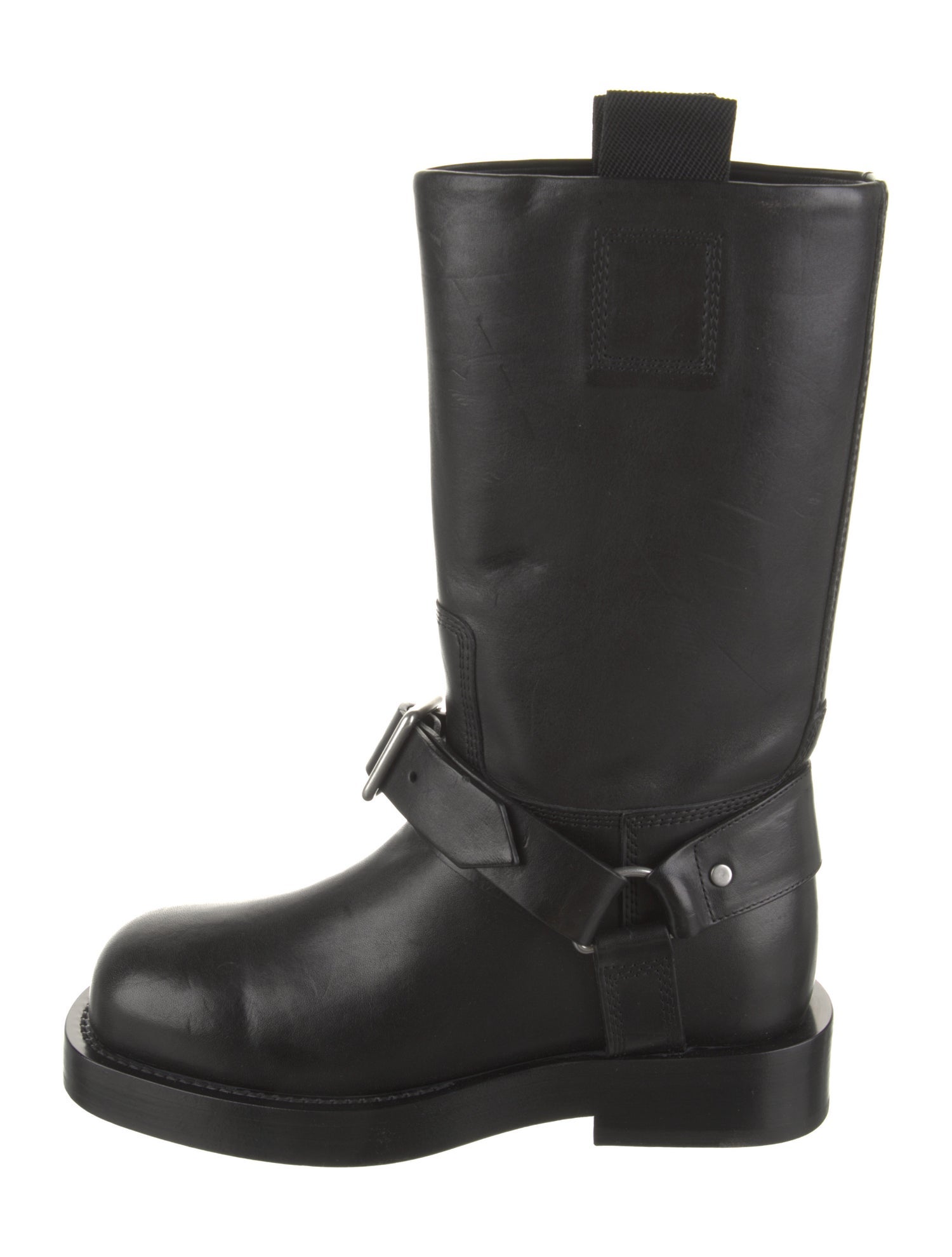 Burberry Leather Chain-Link Accents Moto Boots