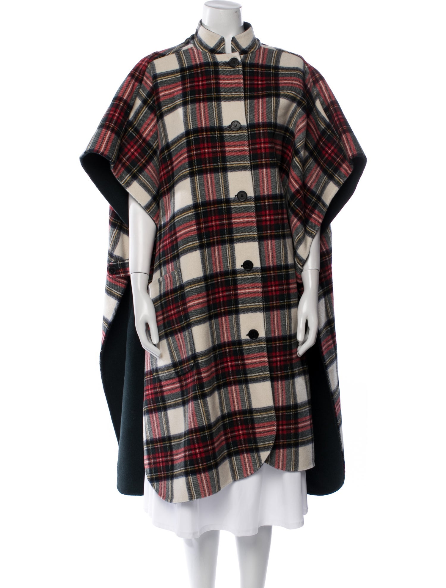 Burberry Wool Plaid Print Cape
