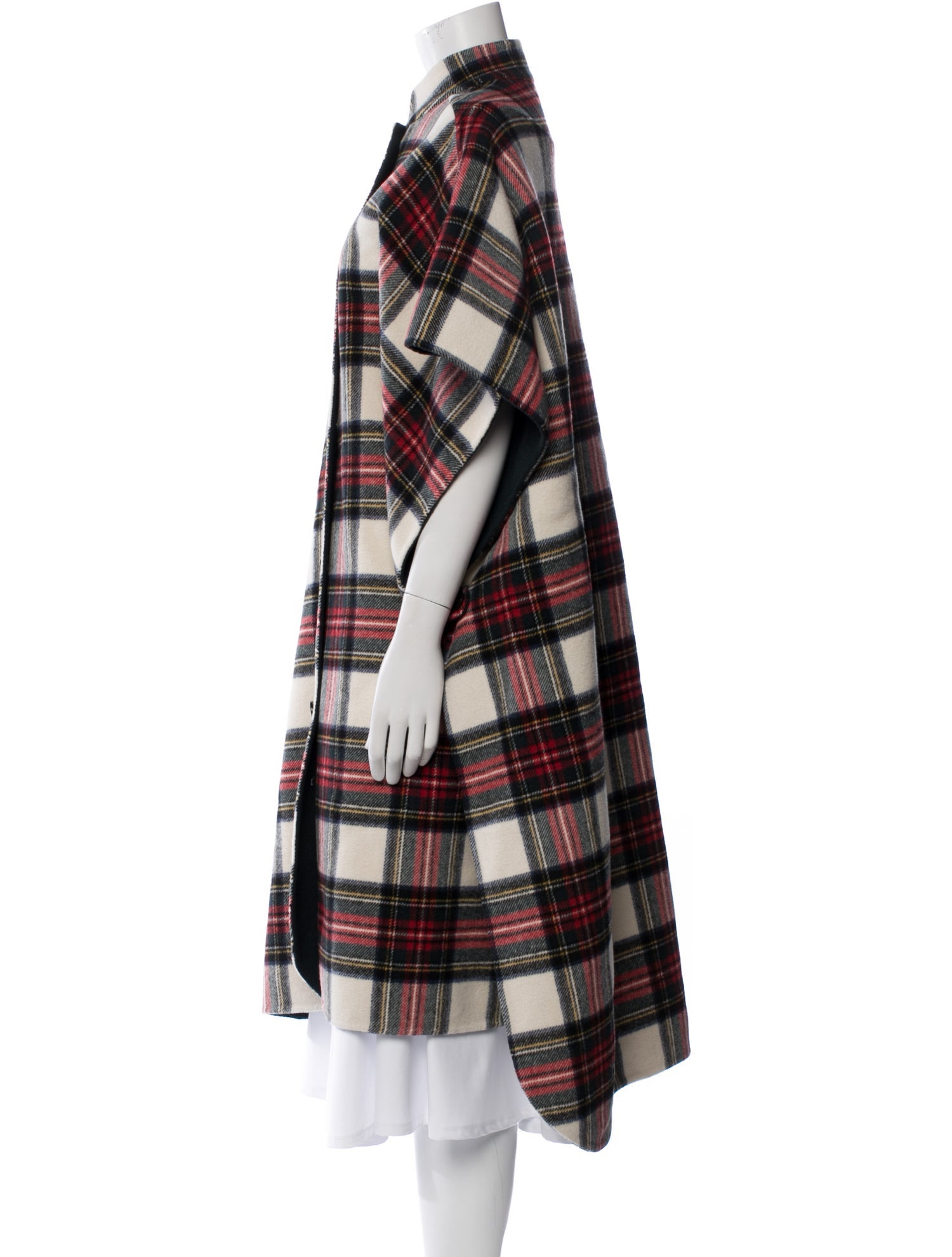Burberry Wool Plaid Print Cape