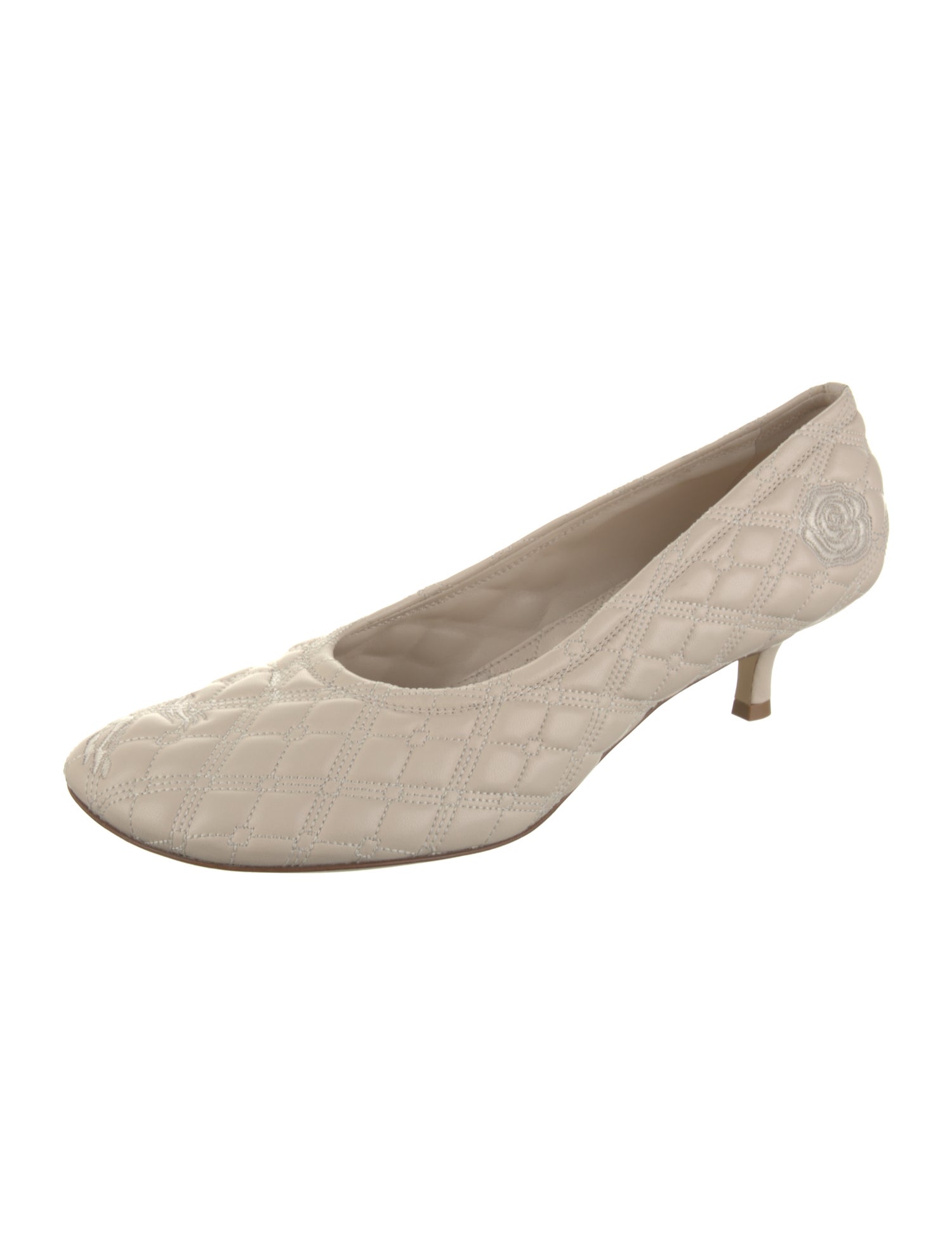 Burberry Leather Embroidered Accent Pumps