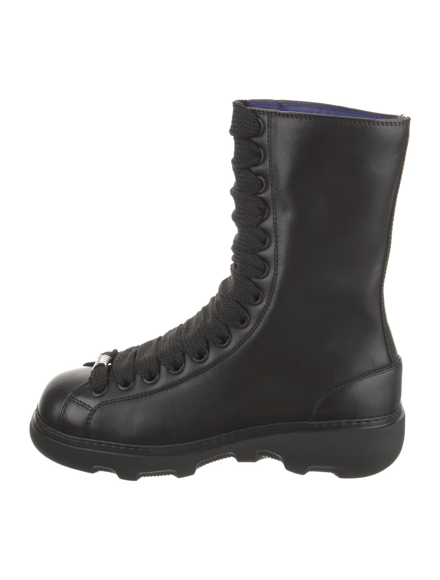 Burberry Leather Chain-Link Accents Combat Boots