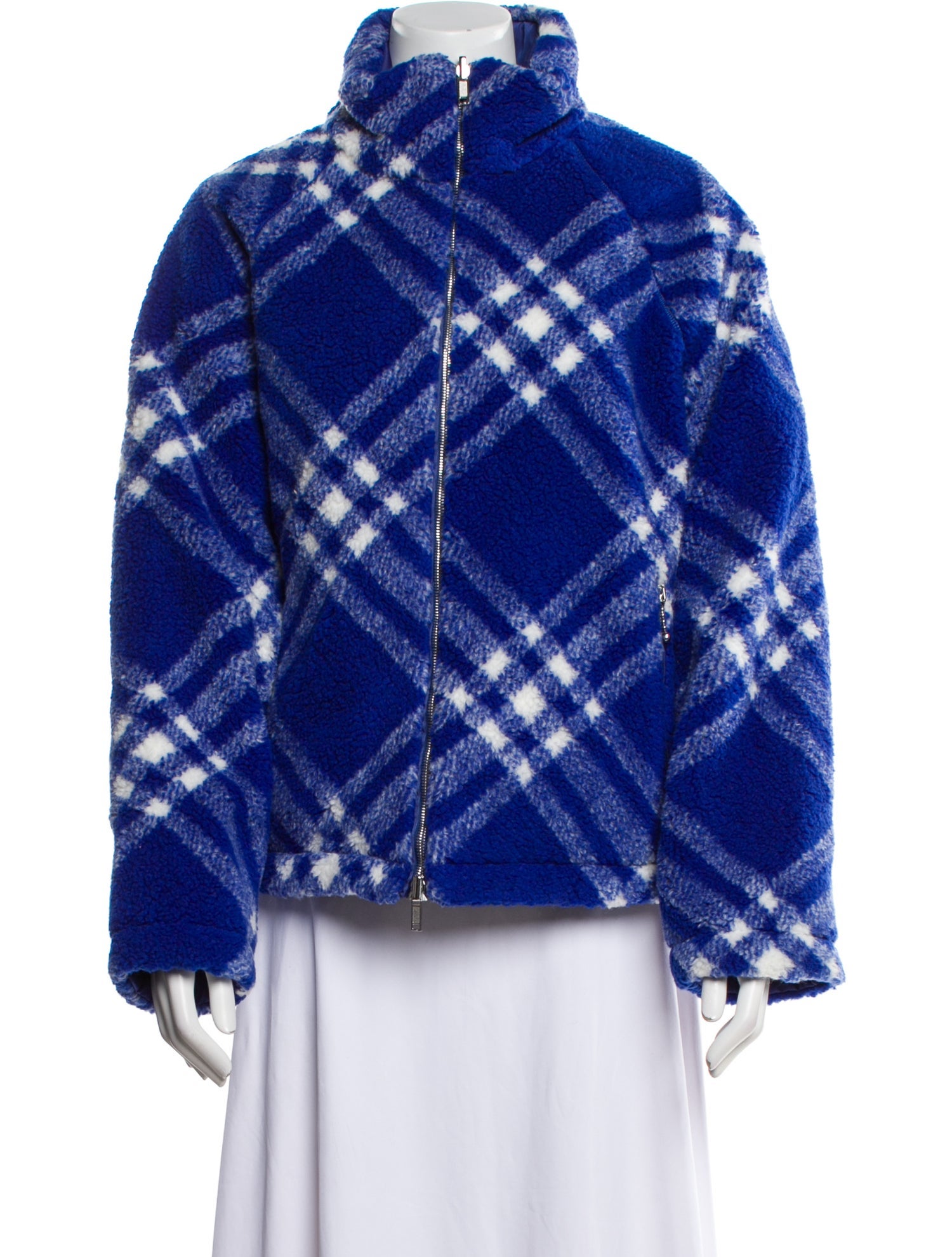 Burberry Plaid Print Faux Fur Jacket w/ Tags