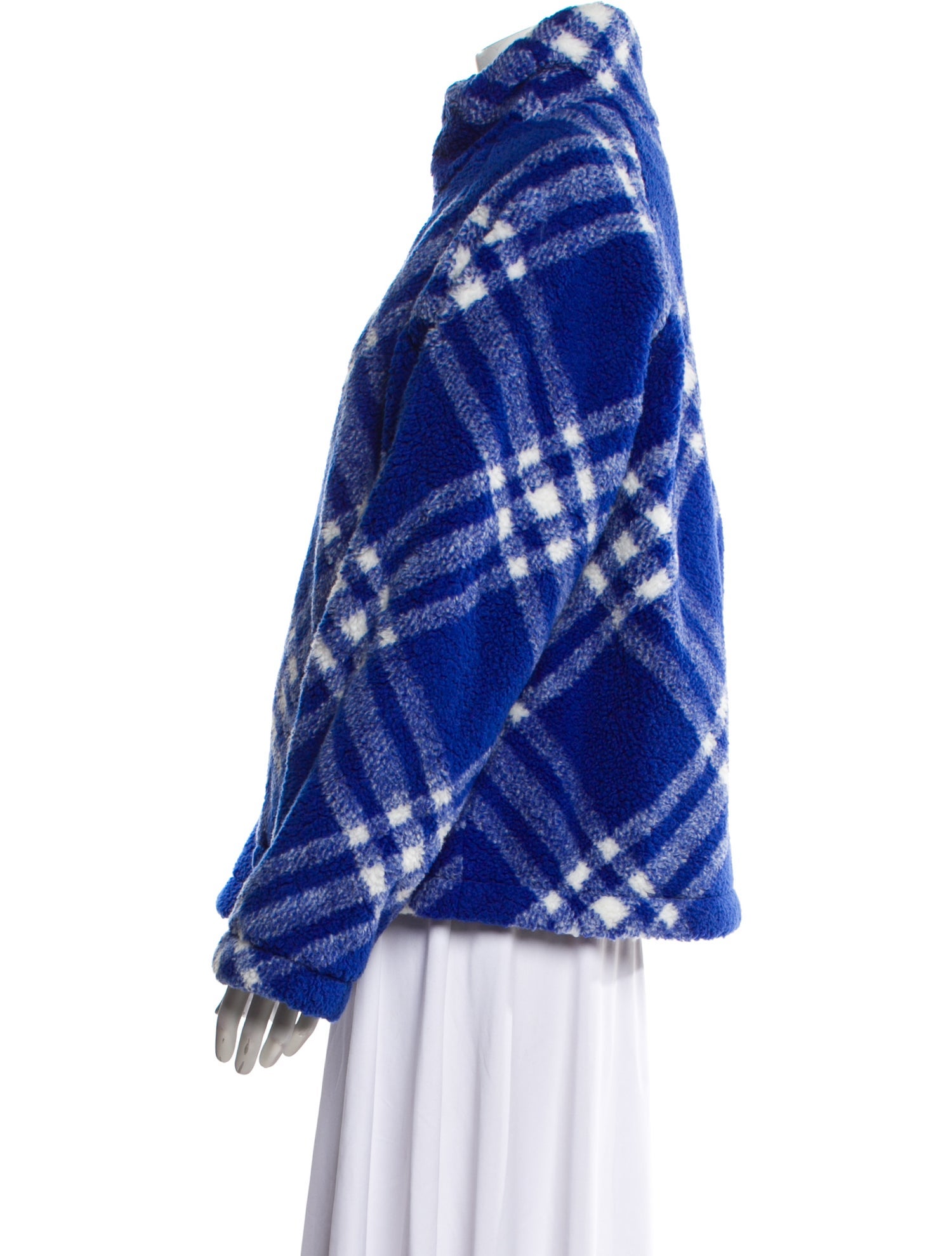 Burberry Plaid Print Faux Fur Jacket w/ Tags