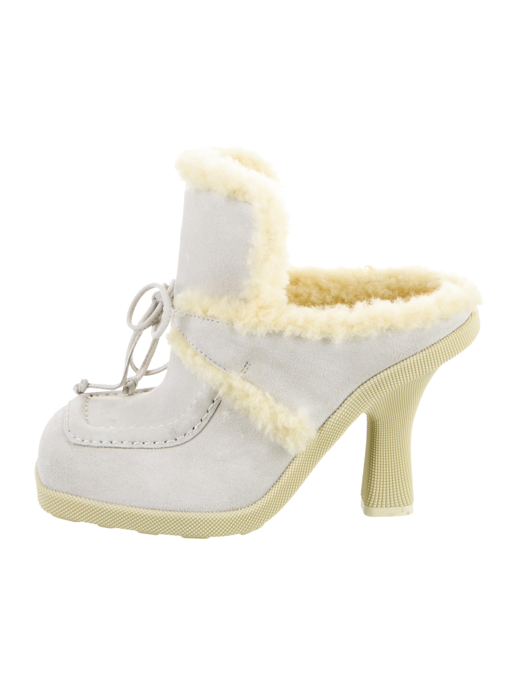 Burberry Suede Fur Trim Mules