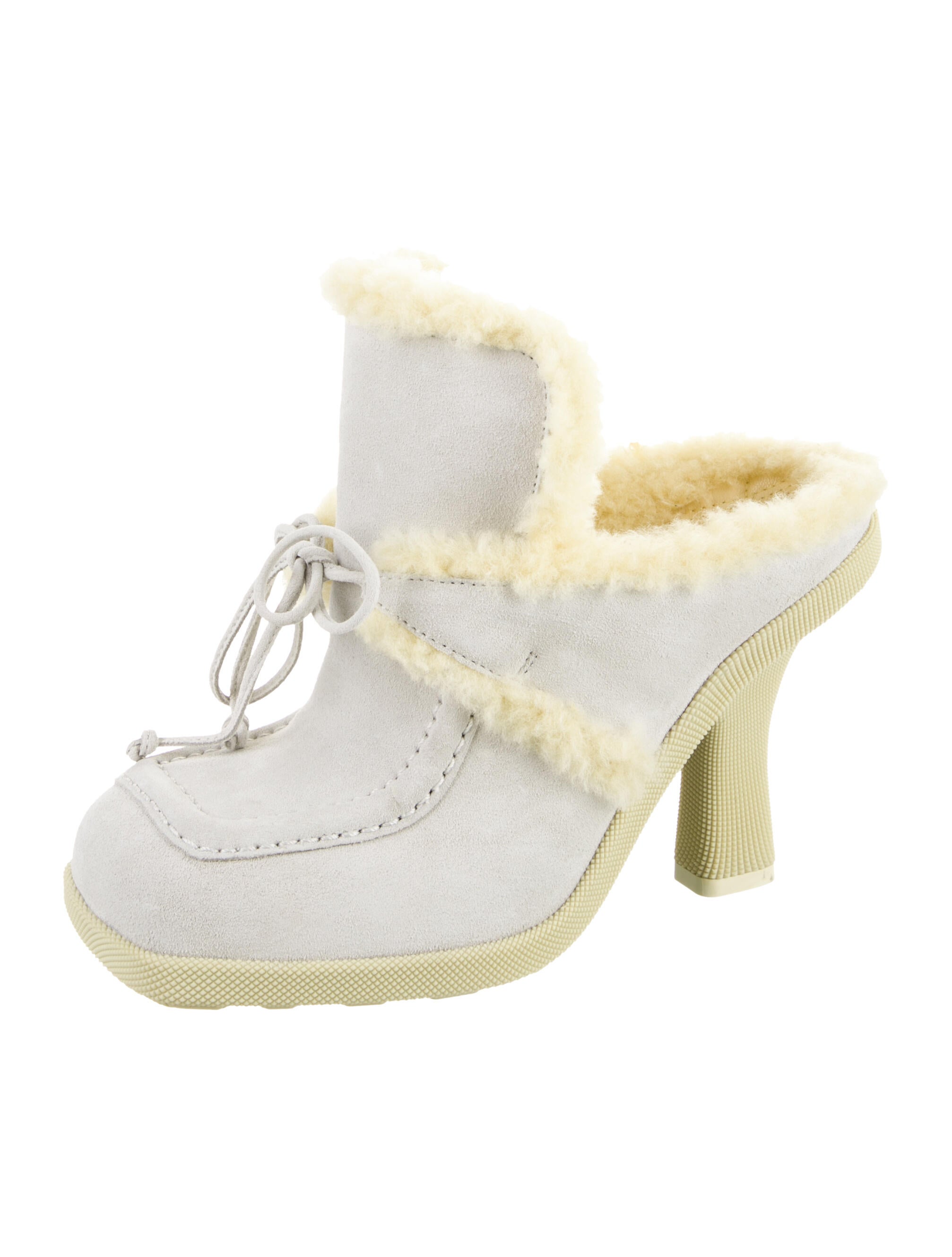 Burberry Suede Fur Trim Mules