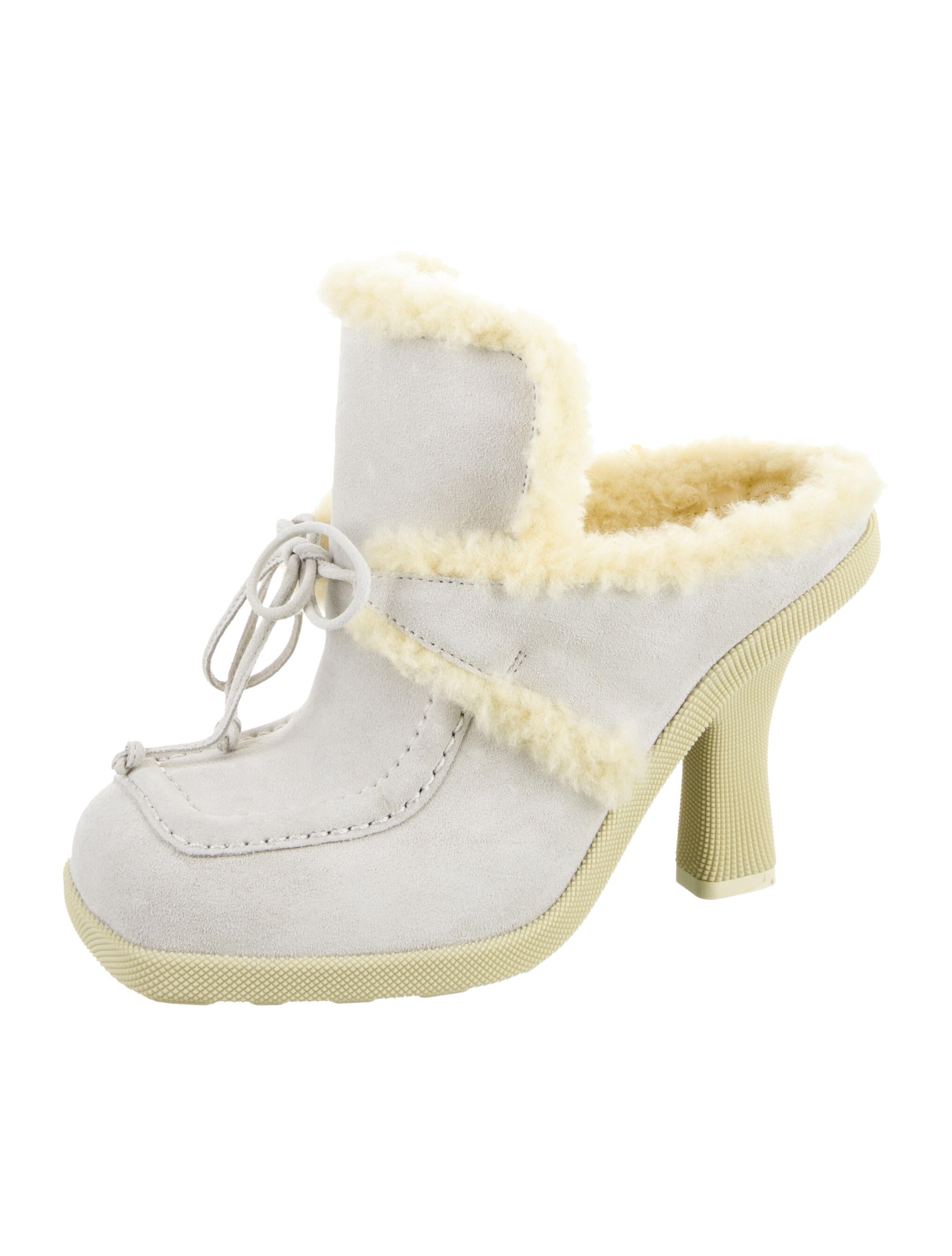 Burberry Suede Fur Trim Mules w/ Tags