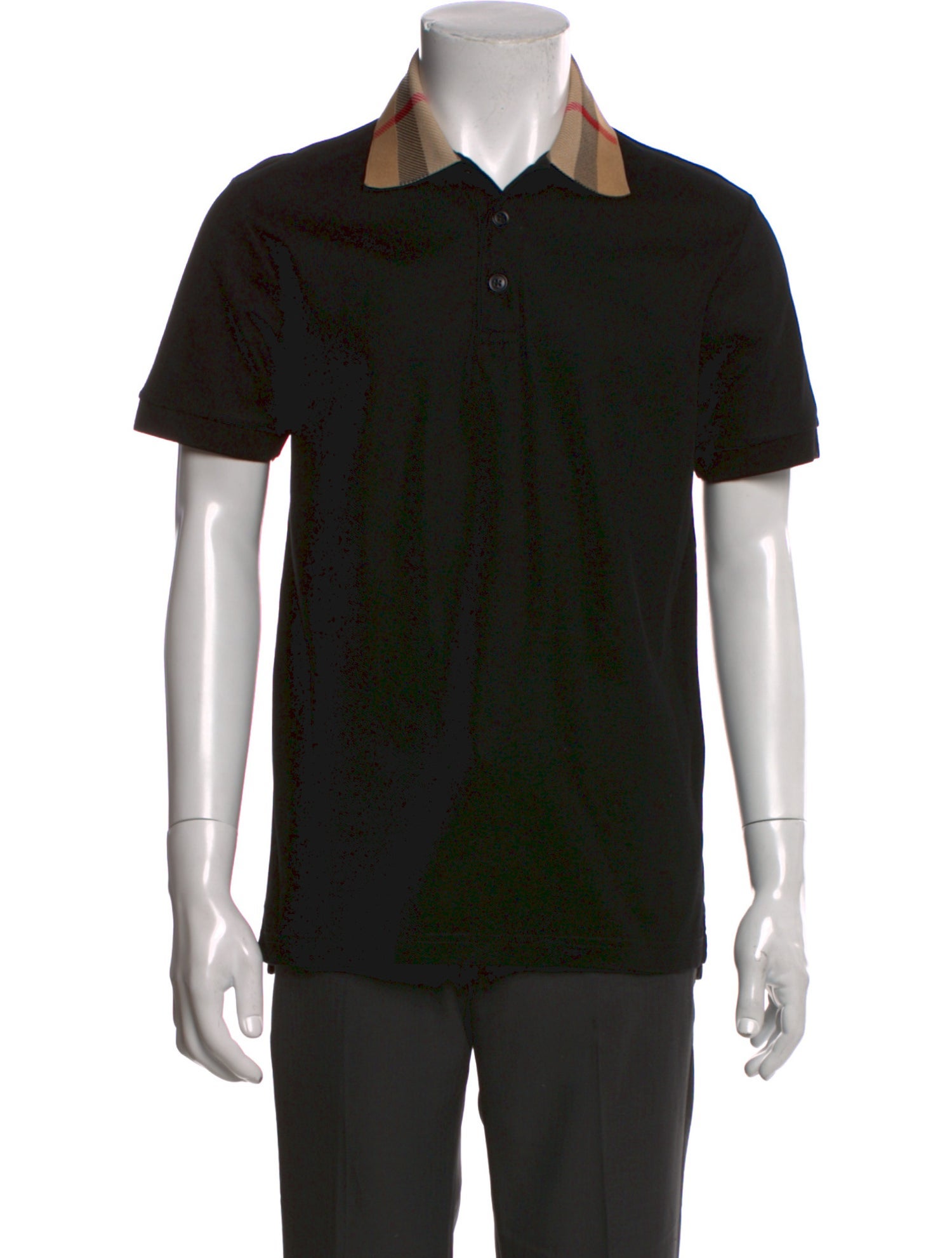 Burberry Plaid Print Collar Polo Shirt