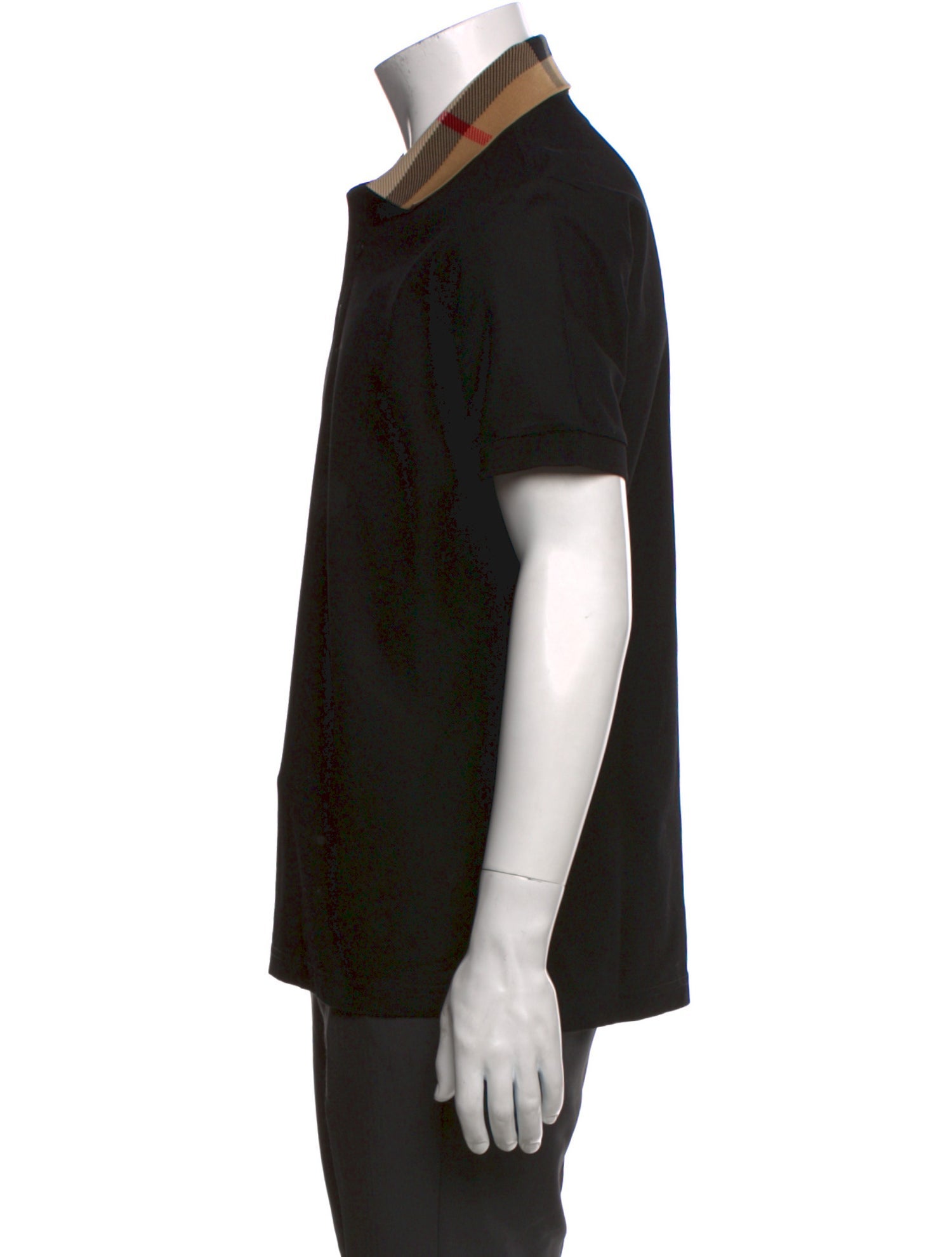 Burberry Plaid Print Collar Polo Shirt