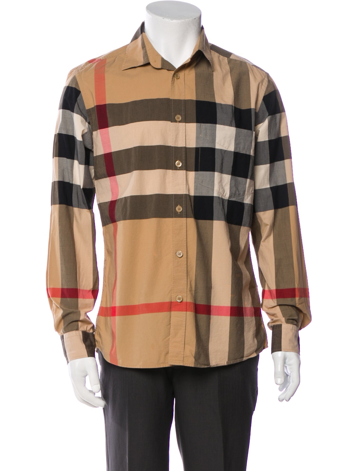 Burberry Plaid Print Long Sleeve Shirt