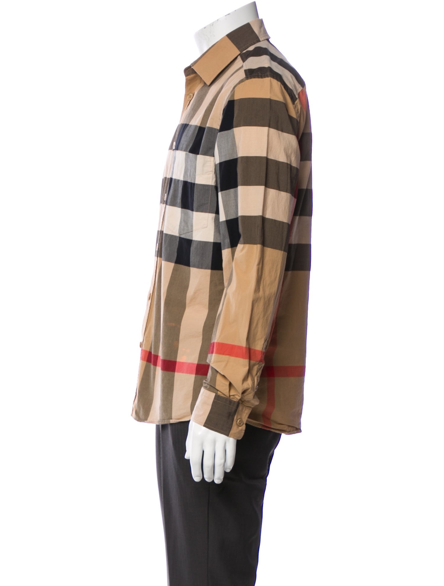 Burberry Plaid Print Long Sleeve Shirt