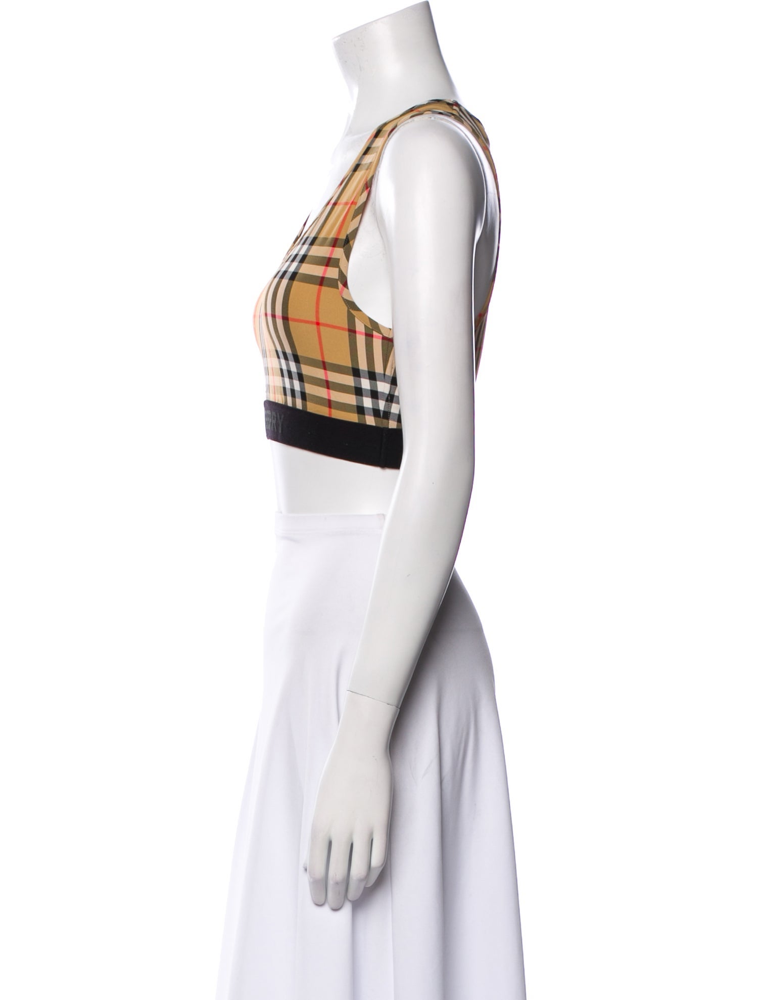 Burberry Nylon Plaid Print Crop Top