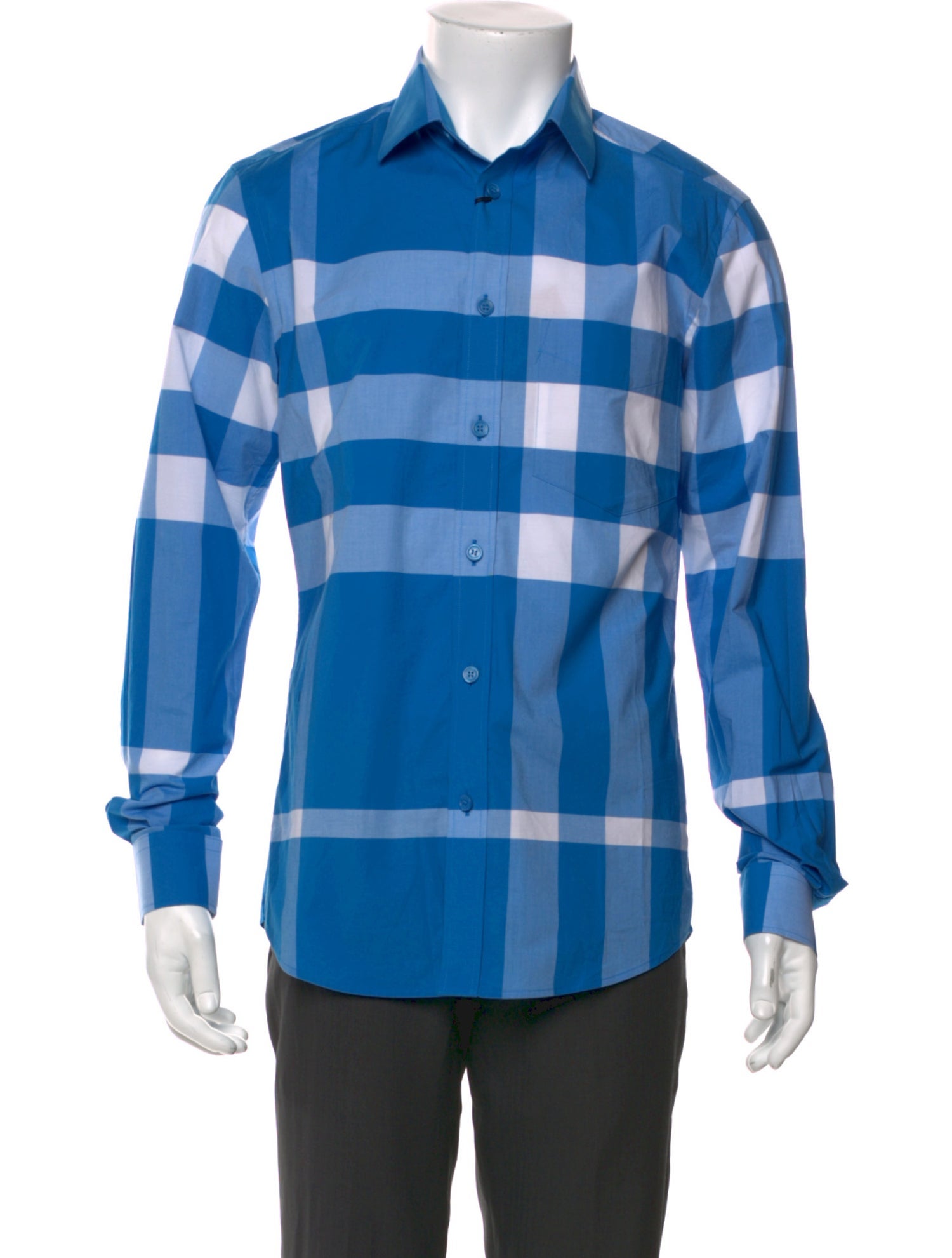 Burberry Plaid Print Long Sleeve Shirt