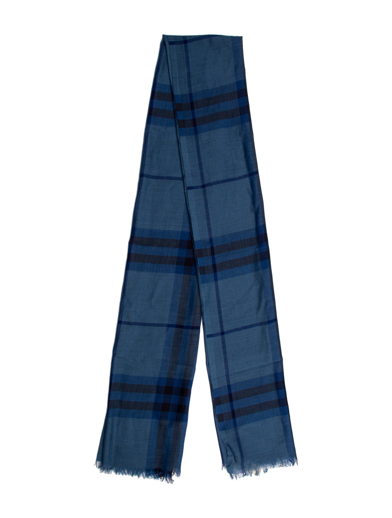 Burberry Virgin Wool Plaid Print Scarf