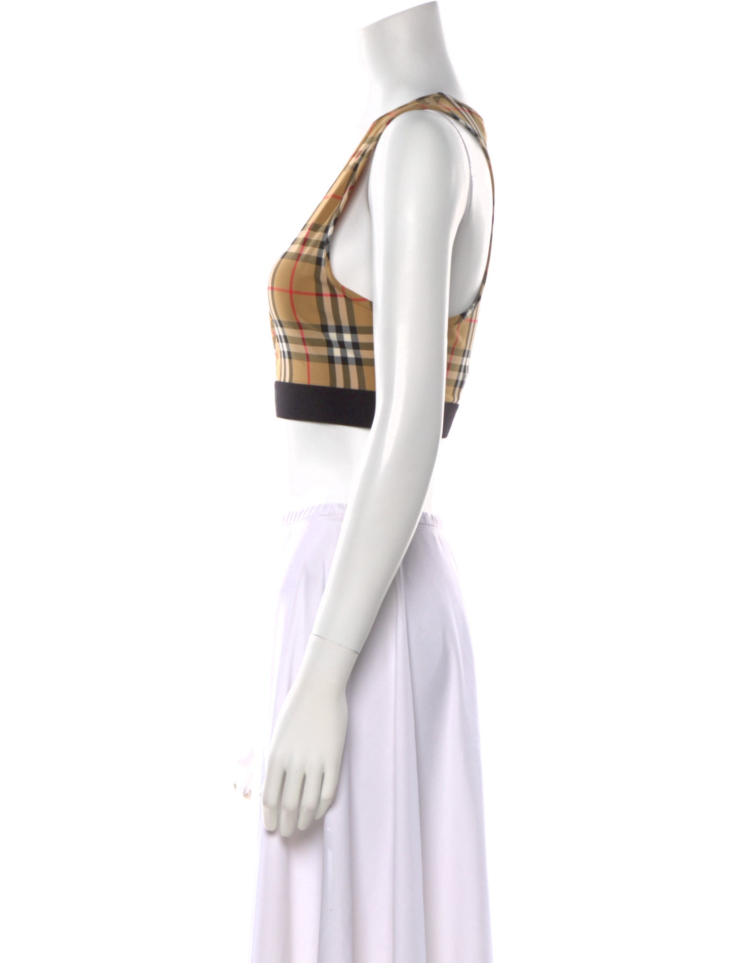 Burberry Plaid Print Scoop Neck Crop Top