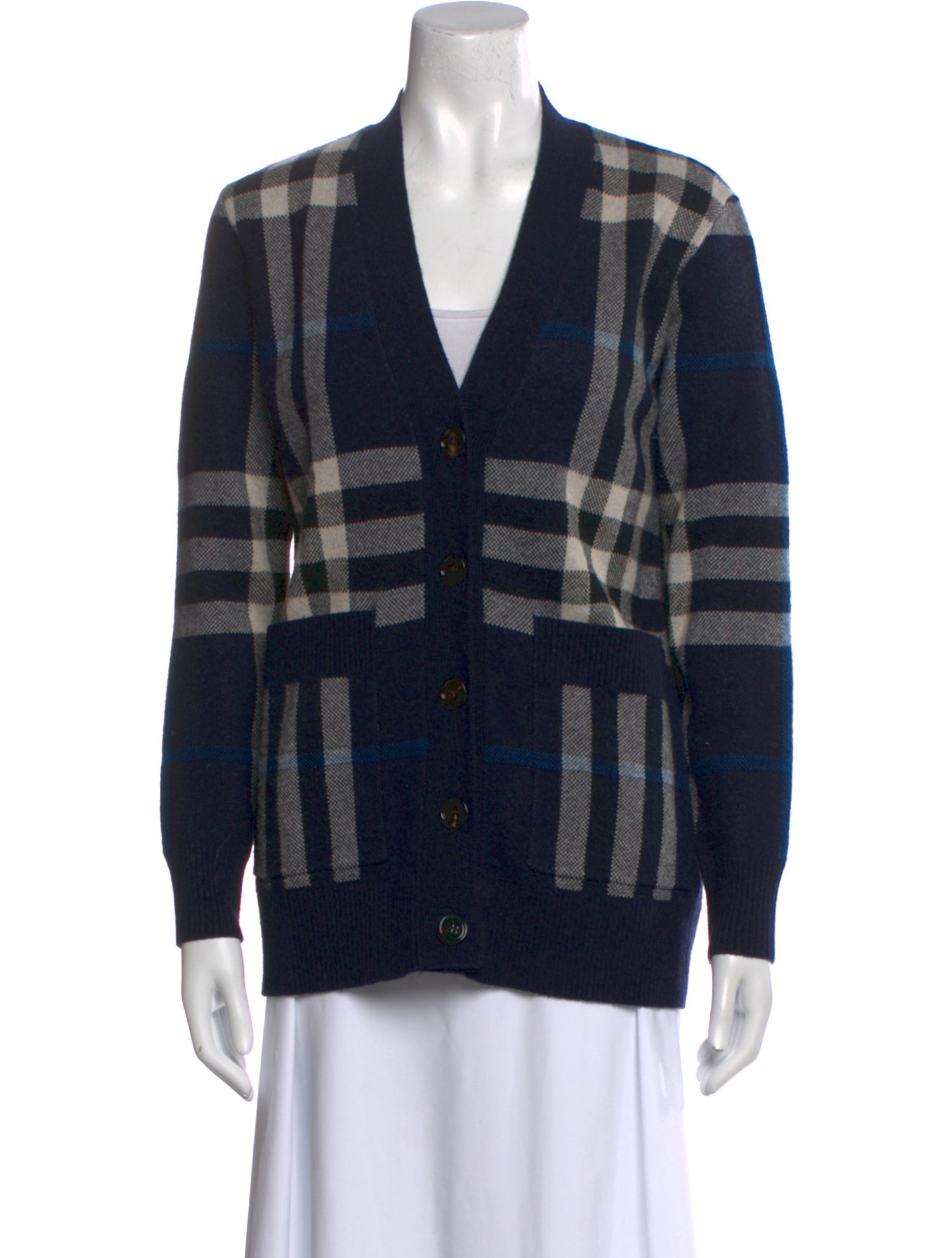 Burberry Wool Plaid Print Sweater