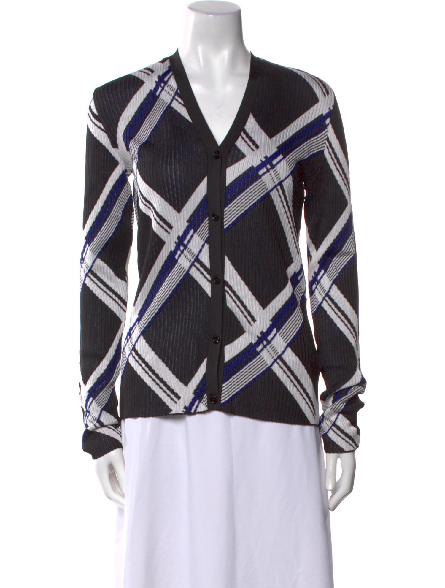 Burberry Silk Plaid Print Sweater w/ Tags