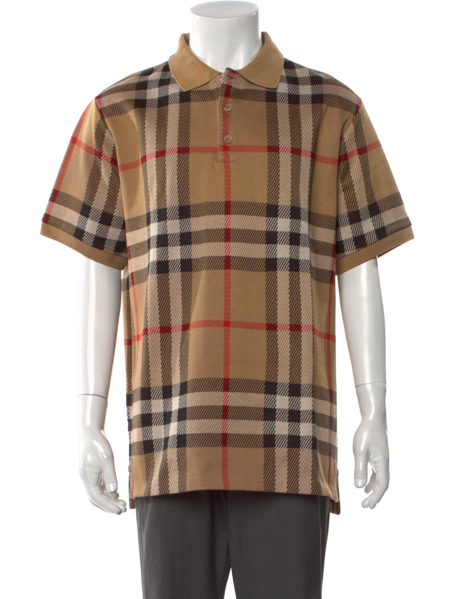 Burberry Plaid Print Collar Polo Shirt w/ Tags