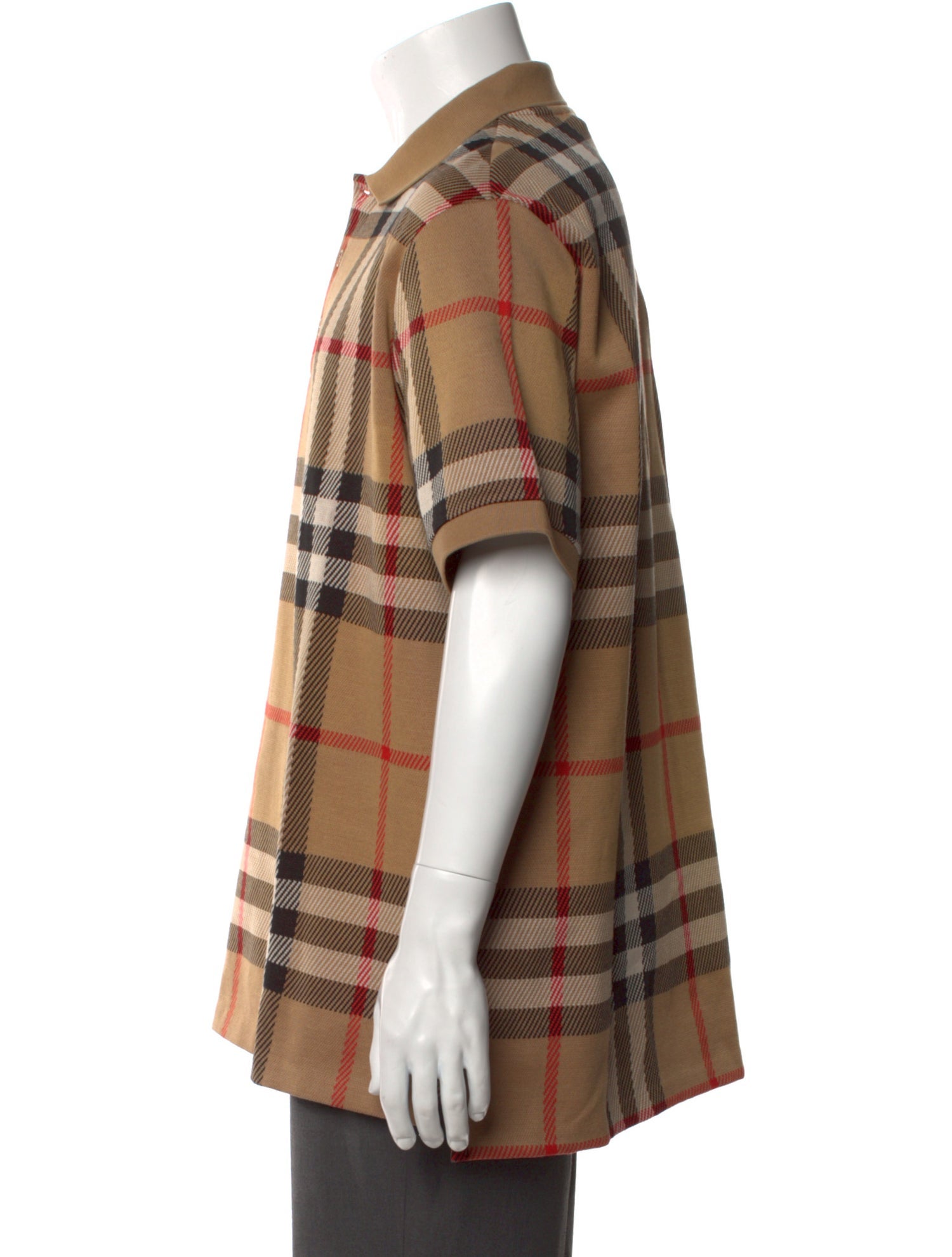 Burberry Plaid Print Collar Polo Shirt w/ Tags