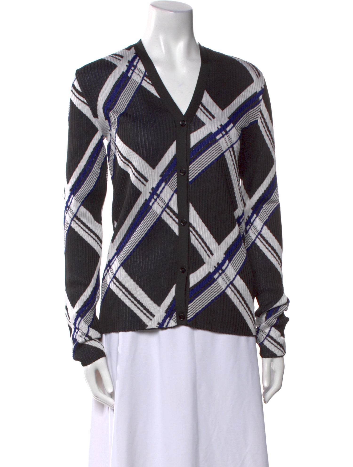Burberry Silk Plaid Print Sweater w/ Tags