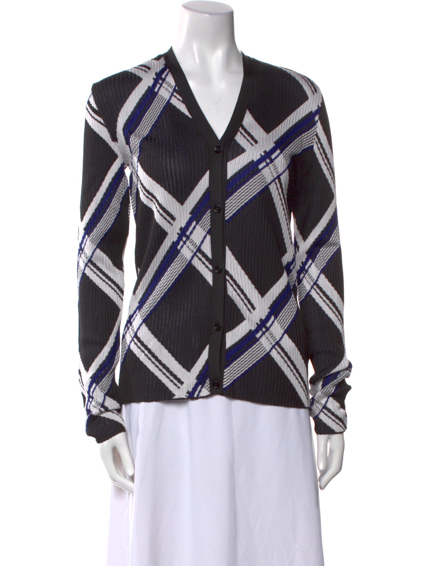 Burberry Silk Plaid Print Sweater w/ Tags