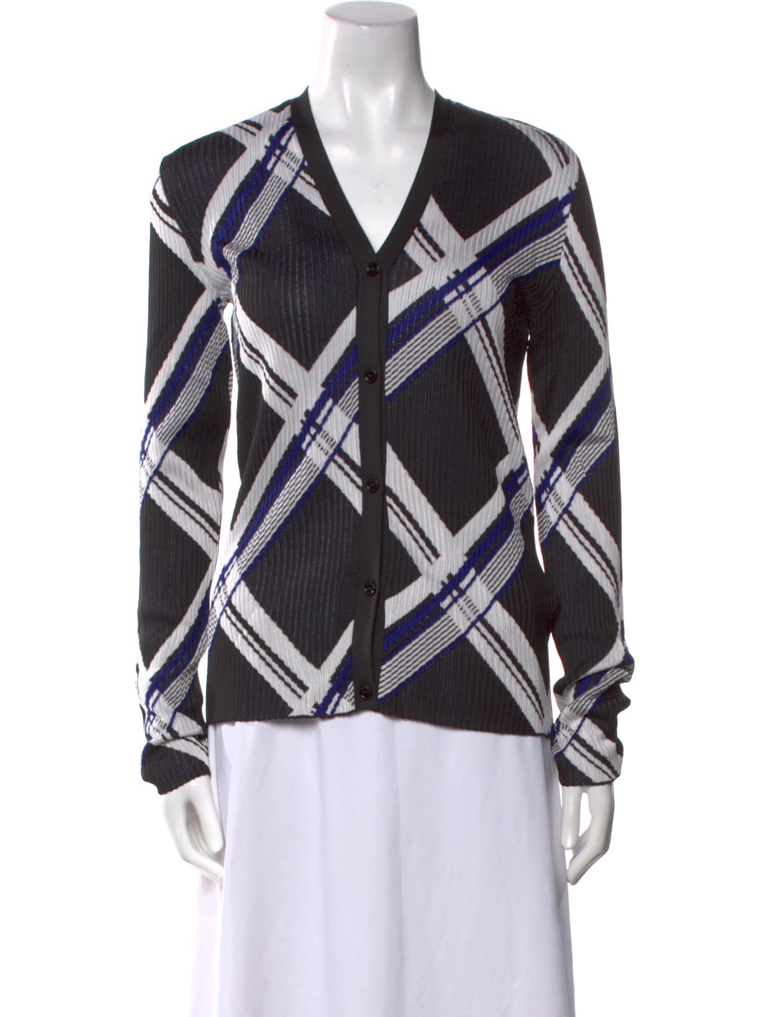Burberry Silk Plaid Print Sweater w/ Tags