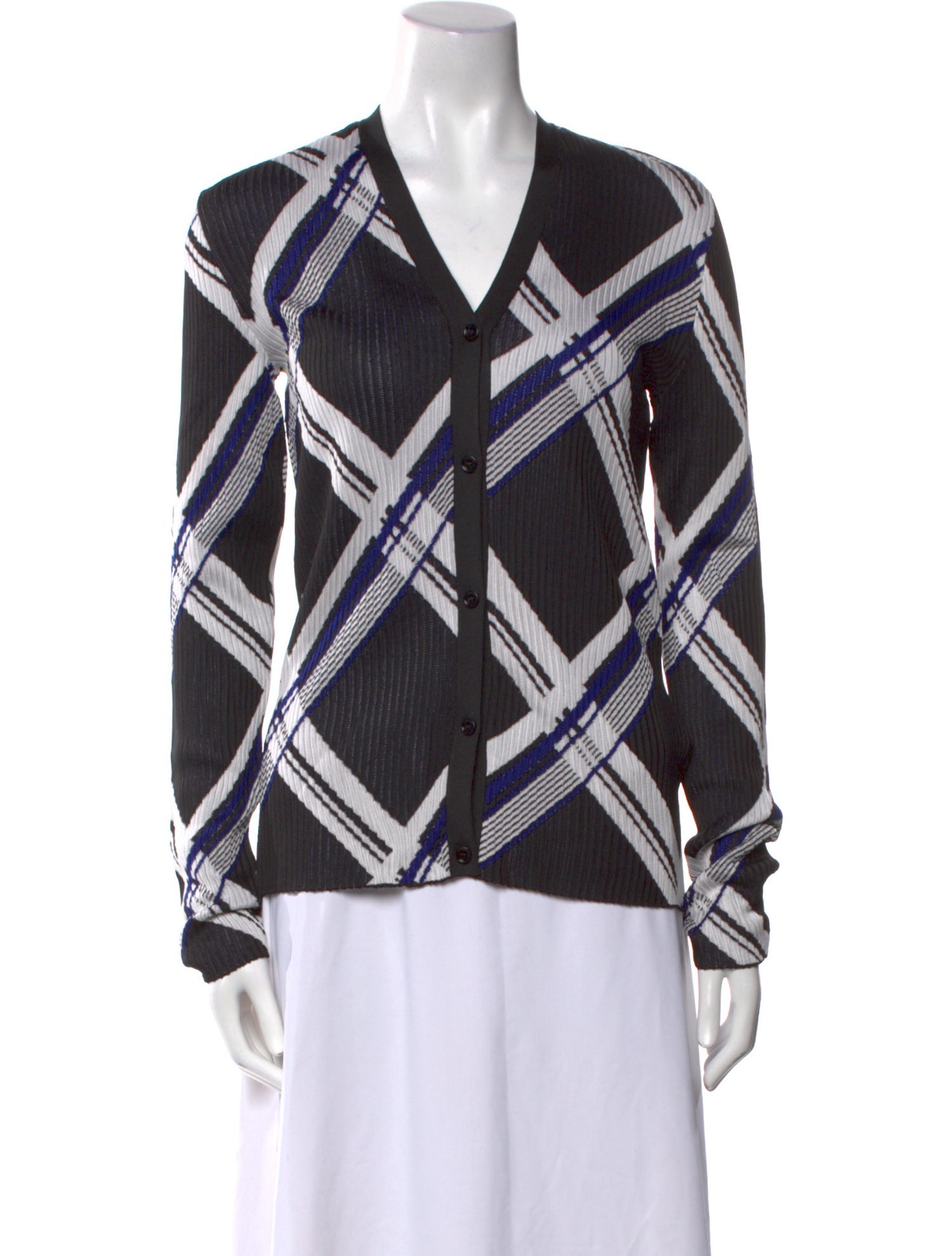 Burberry Silk Plaid Print Sweater w/ Tags